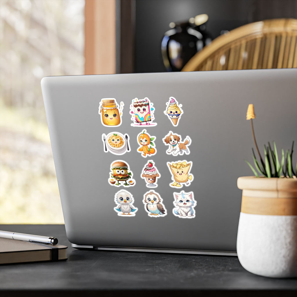 Kawaii Stickers Sheet 05 — 12 Kiss-Cut Vinyl Decals