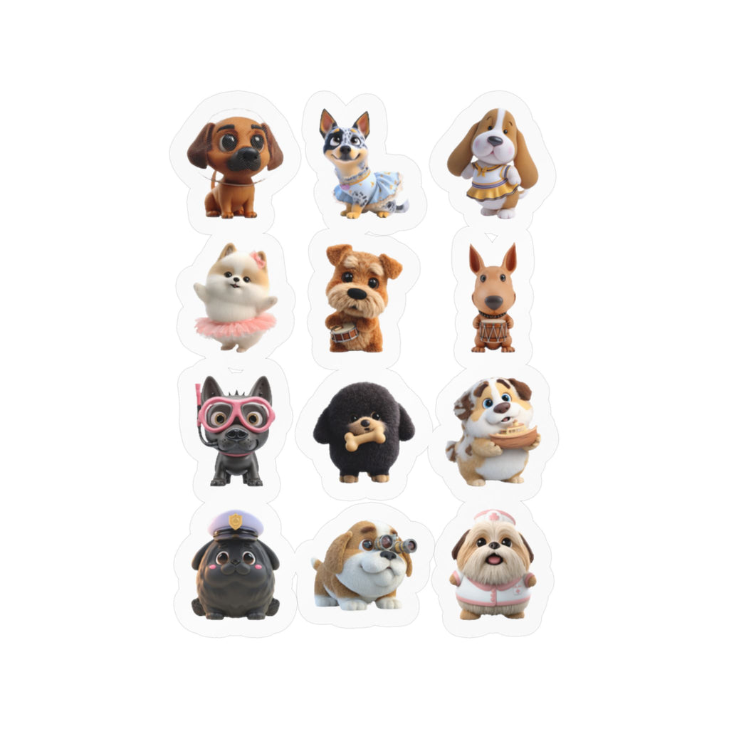 Kawaii Dogs Sheet 02 — 12 Kiss-Cut Vinyl Decals