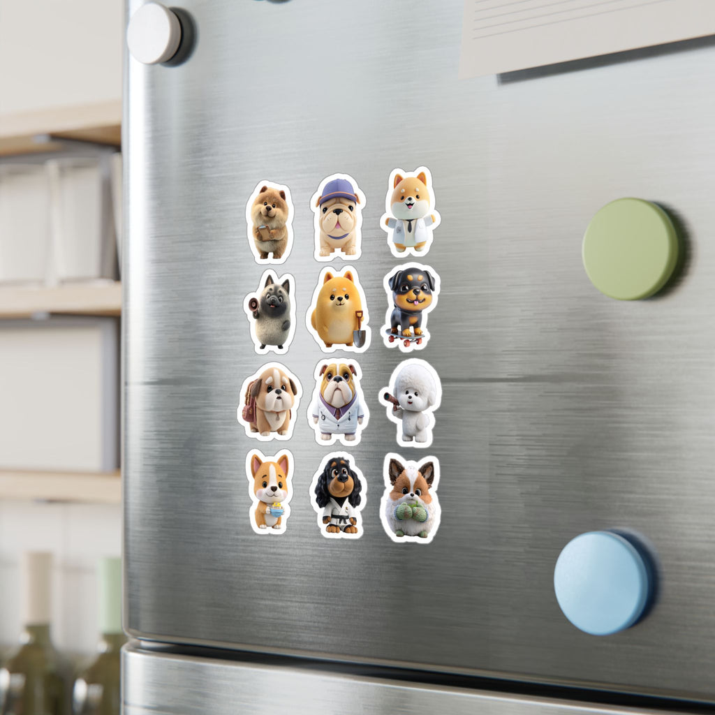 Kawaii Dogs Sheet 04 — 12 Kiss-Cut Vinyl Decals