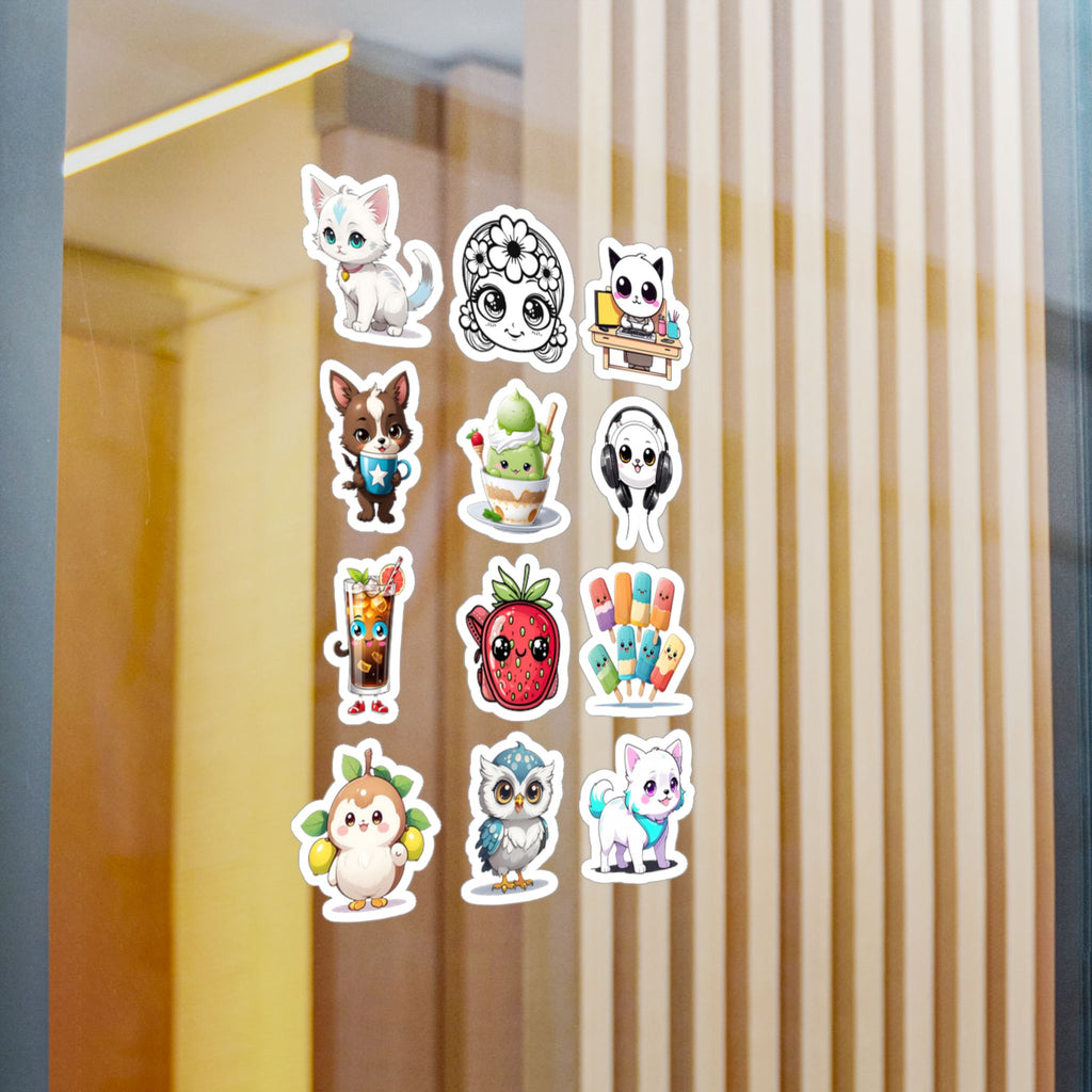 Kawaii Stickers Sheet 115 — 12 Kiss-Cut Vinyl Decals