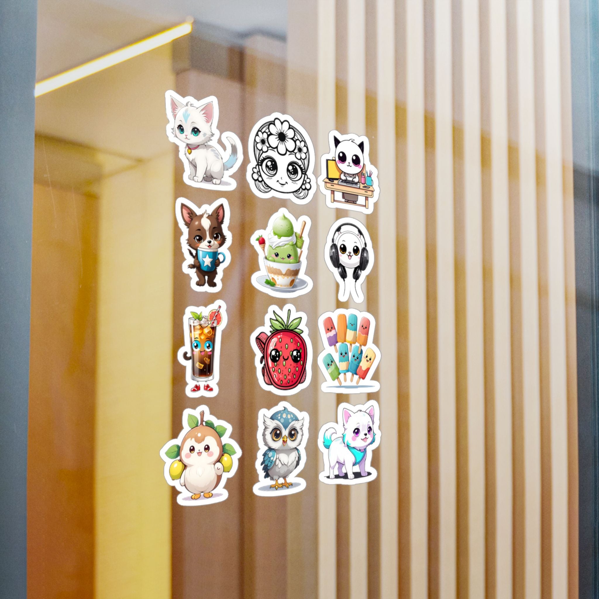 Kawaii Stickers Sheet 115 — 12 Kiss-Cut Vinyl Decals