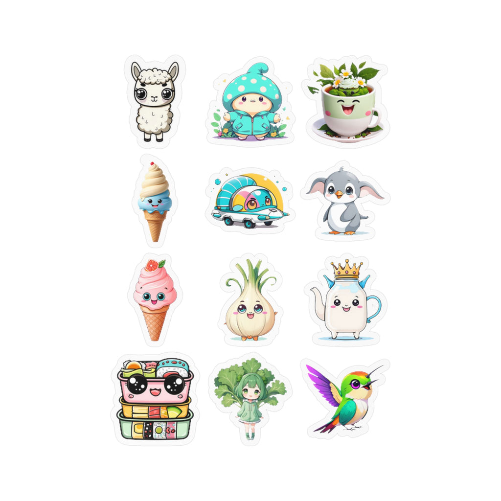 Kawaii Stickers Sheet 105 — 12 Kiss-Cut Vinyl Decals