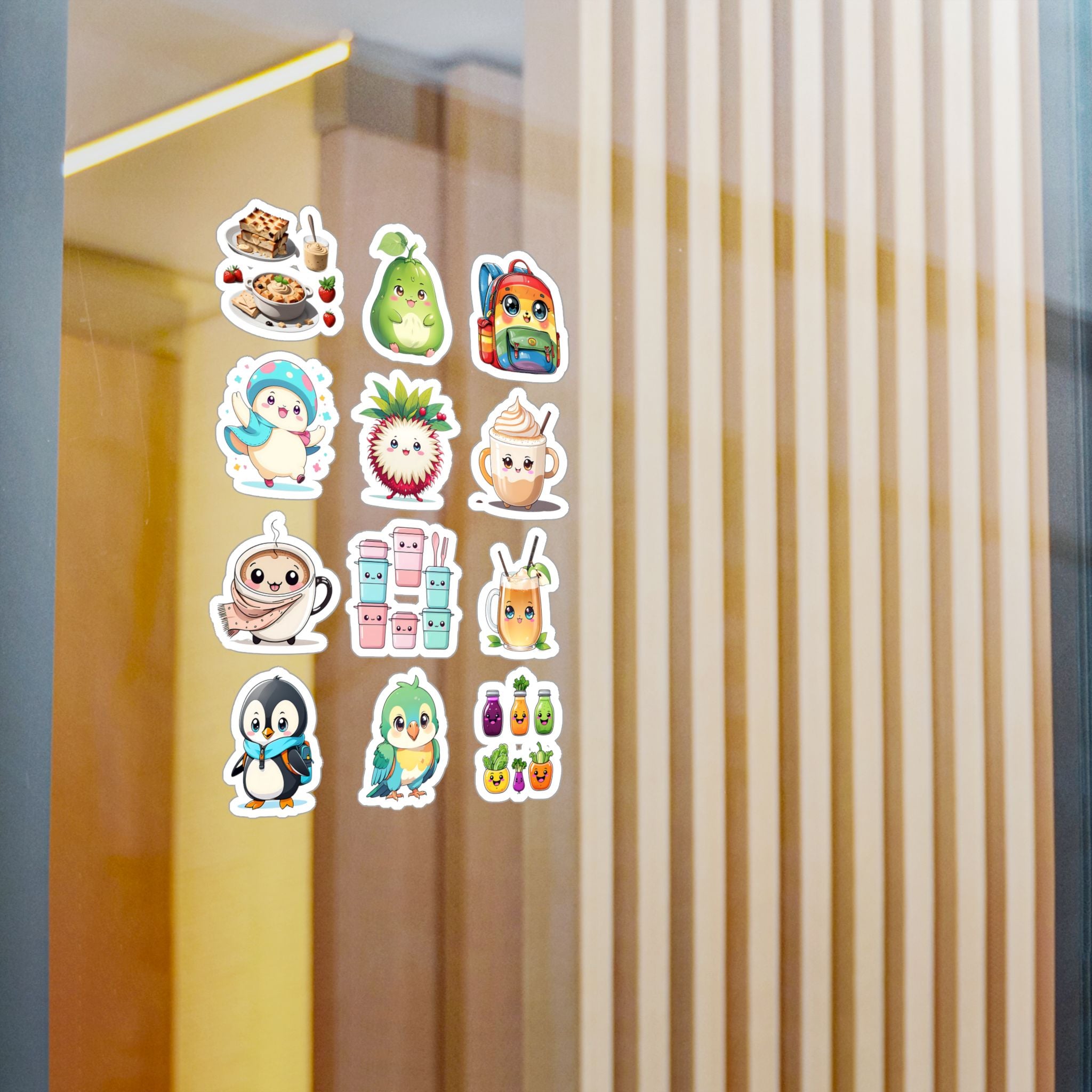 Kawaii Stickers Sheet 128 — 12 Kiss-Cut Vinyl Decals