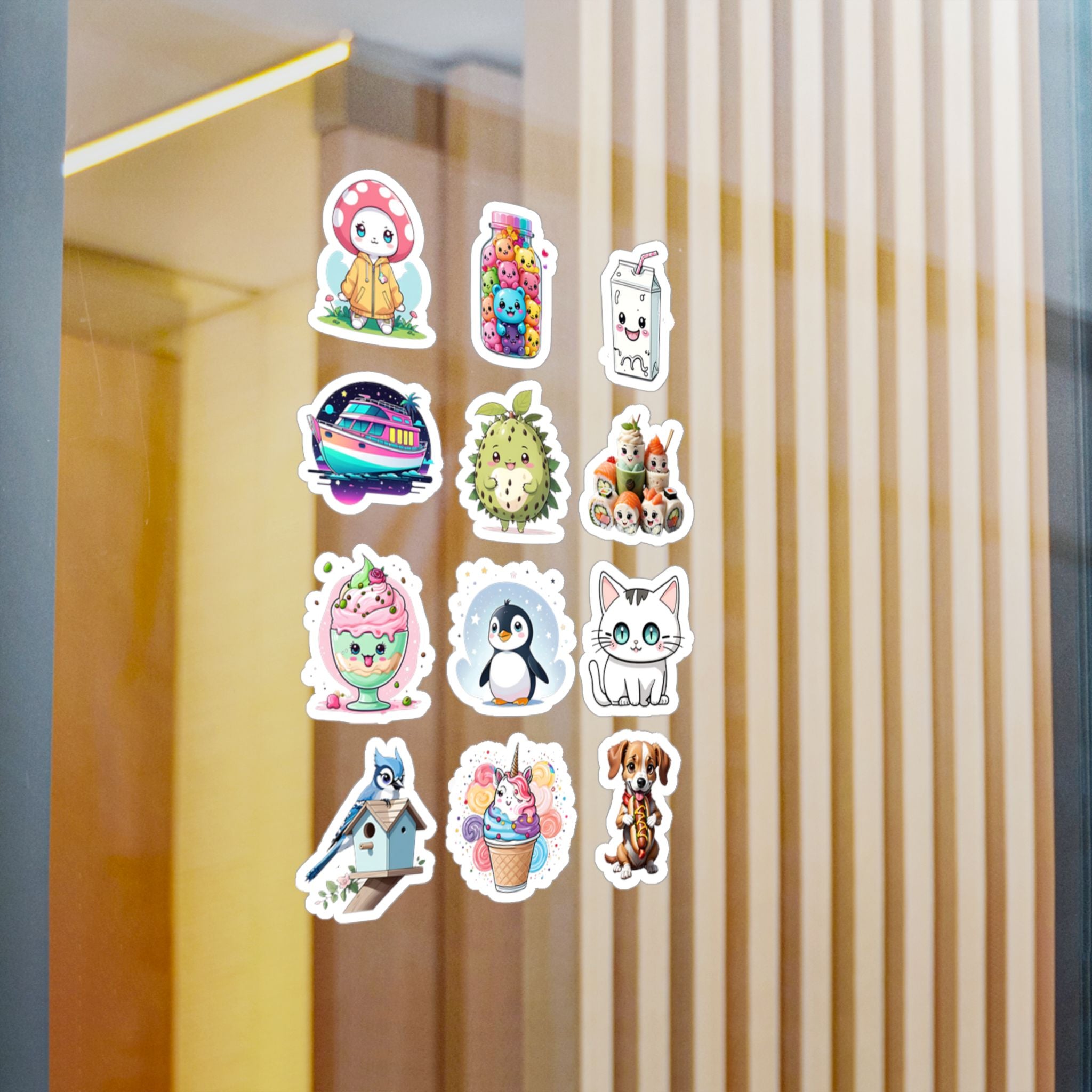 Kawaii Stickers Sheet 126 — 12 Kiss-Cut Vinyl Decals