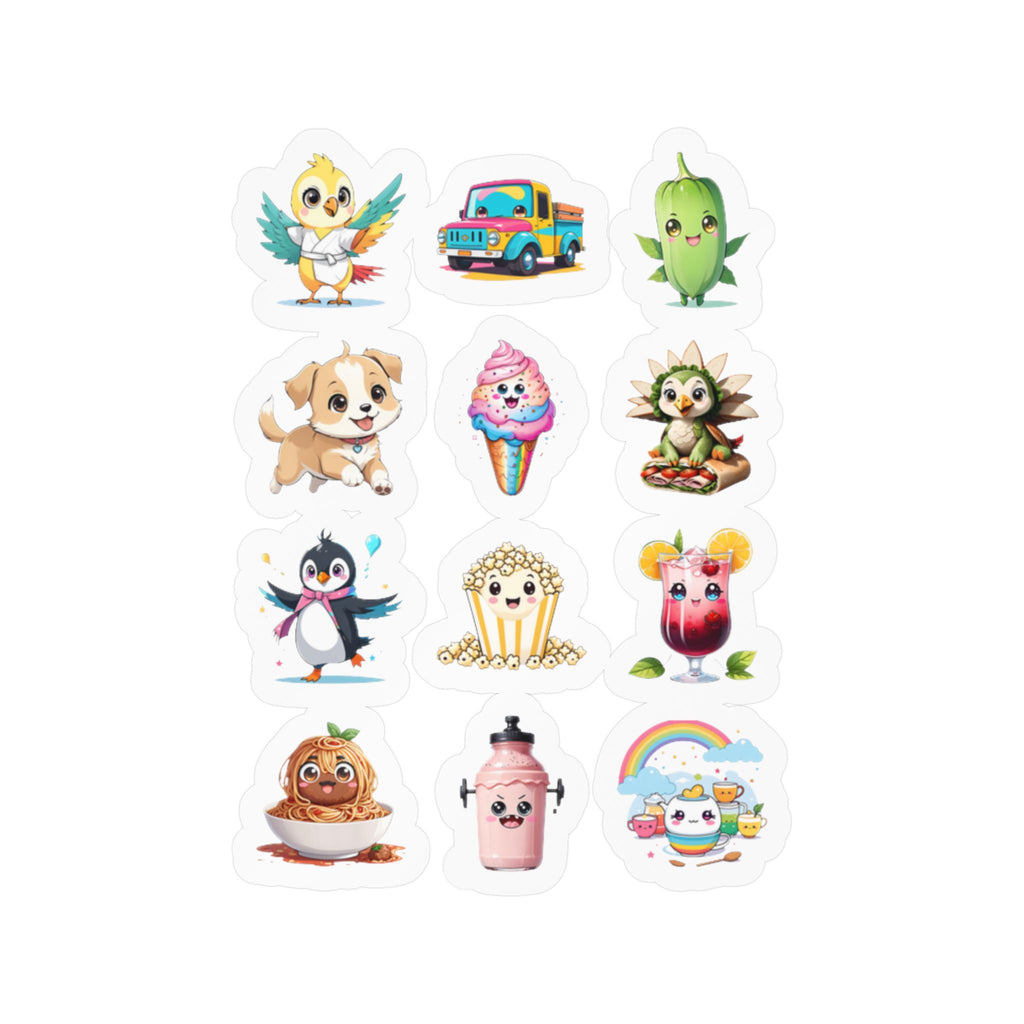 Kawaii Stickers Sheet 164 — 12 Kiss-Cut Vinyl Decals