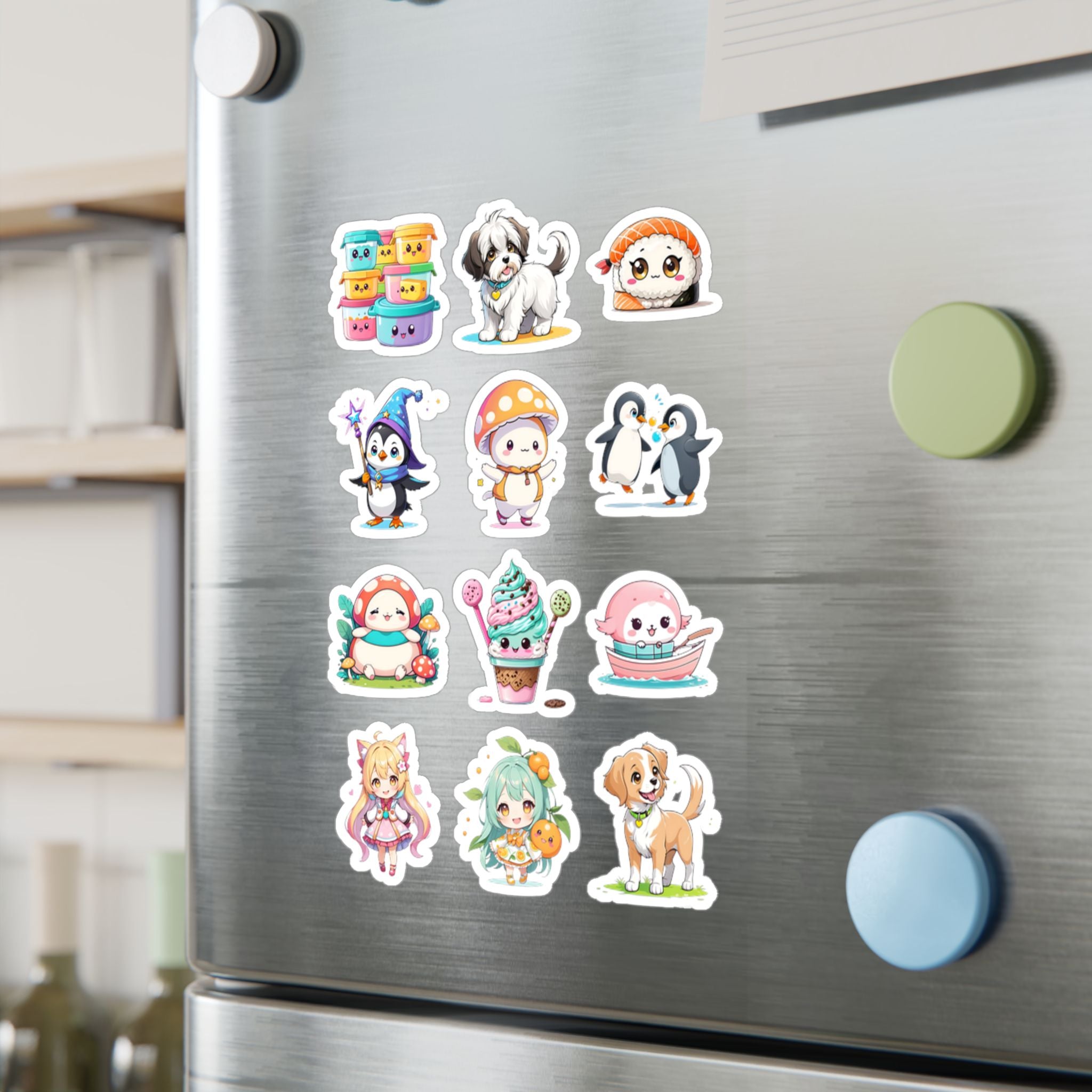 Kawaii Stickers Sheet 268 — 12 Kiss-Cut Vinyl Decals