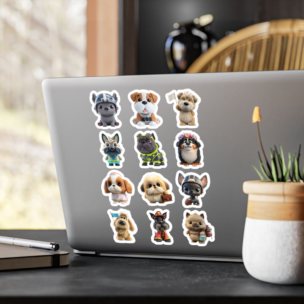 Kawaii Dogs Sheet 15 — 12 Kiss-Cut Vinyl Decals