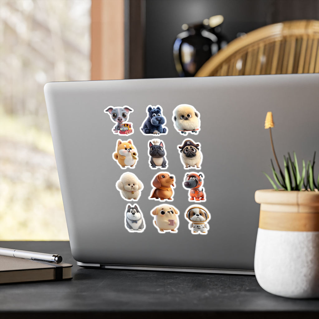 Kawaii Dogs Sheet 13 — 12 Kiss-Cut Vinyl Decals