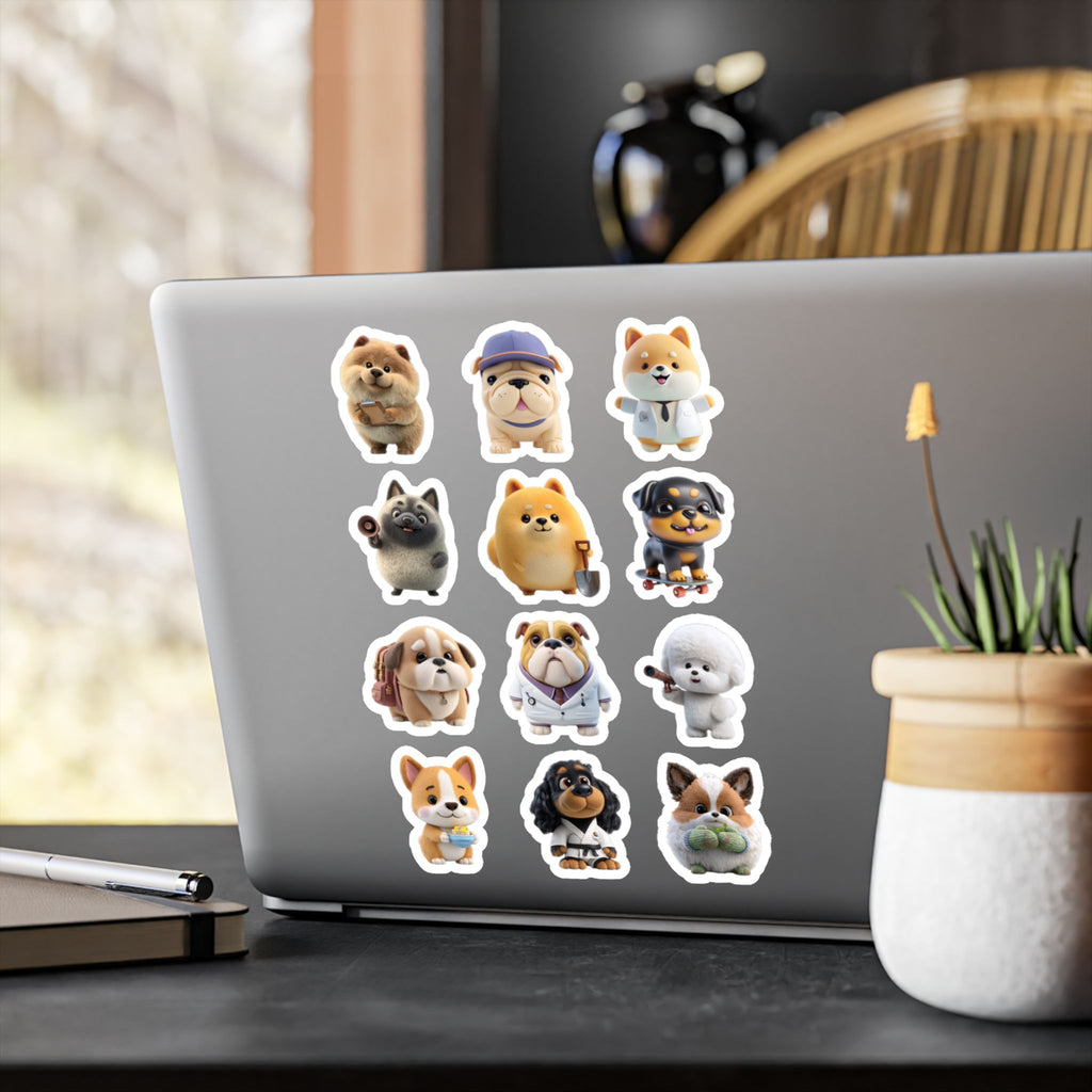 Kawaii Dogs Sheet 04 — 12 Kiss-Cut Vinyl Decals