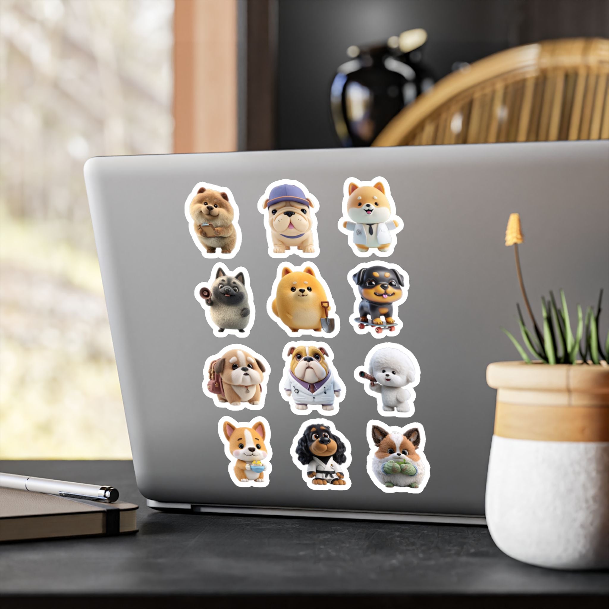 Kawaii Dogs Sheet 04 — 12 Kiss-Cut Vinyl Decals