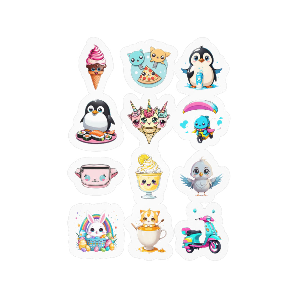 Kawaii Stickers Sheet 190 — 12 Kiss-Cut Vinyl Decals