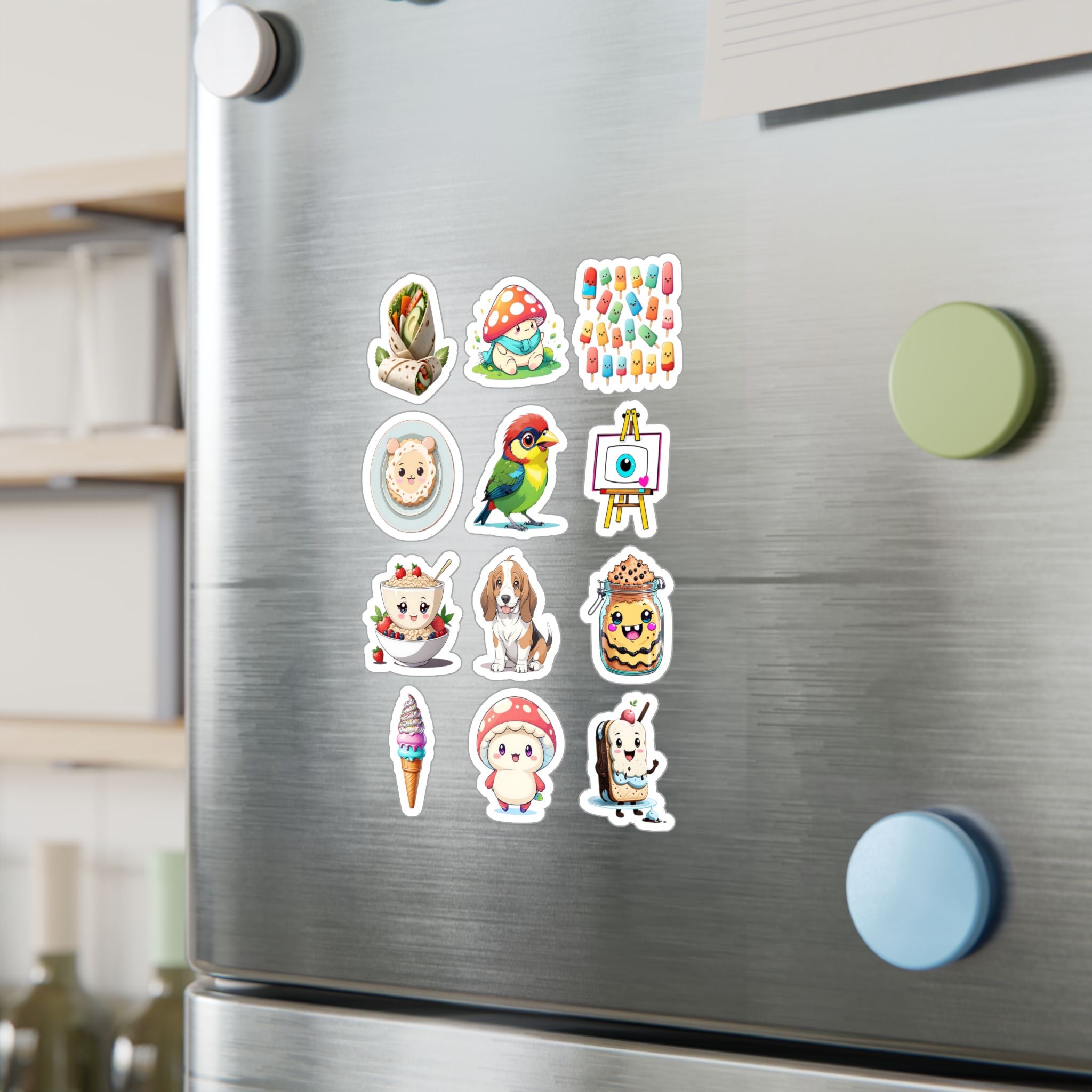 Kawaii Stickers Sheet 250 — 12 Kiss-Cut Vinyl Decals