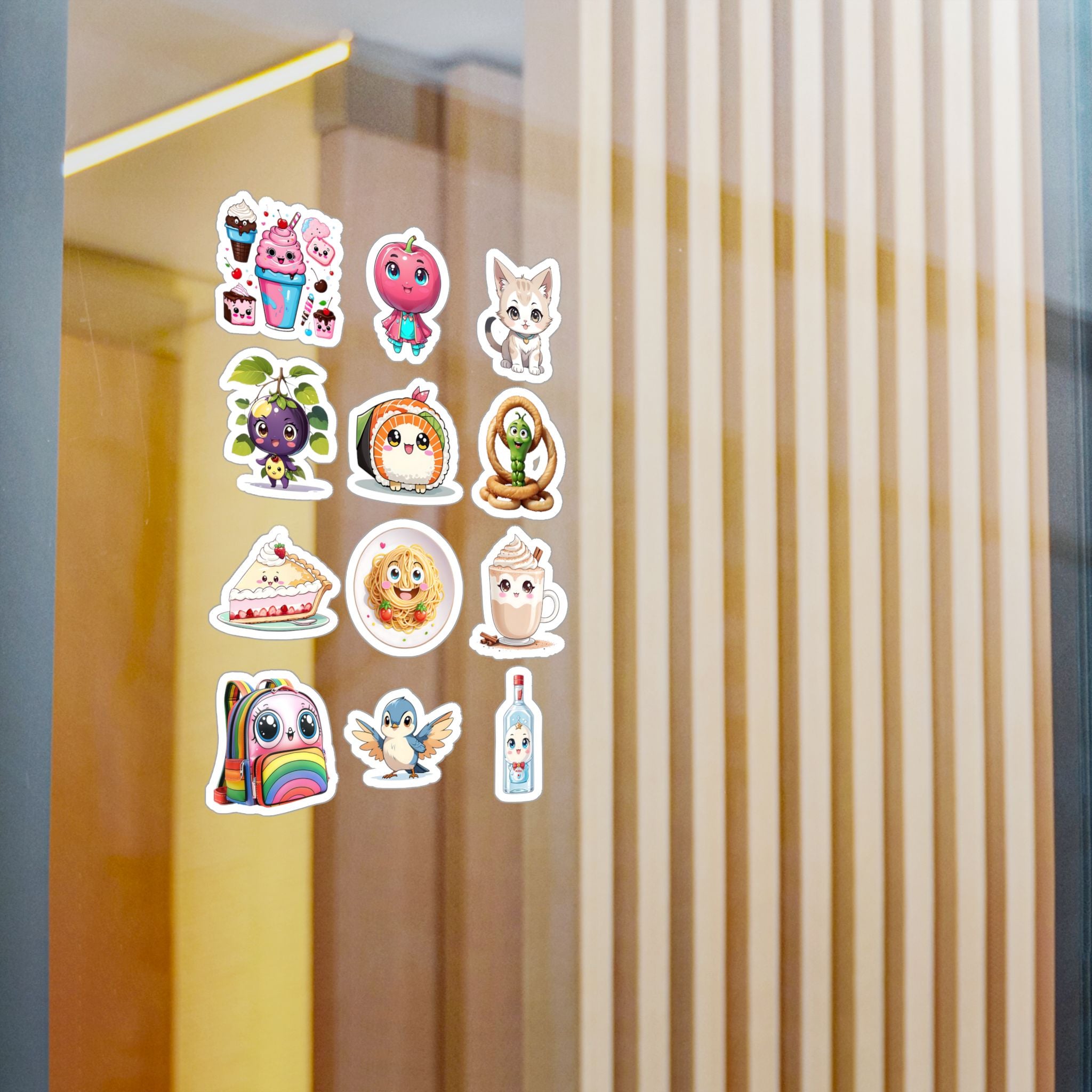 Kawaii Stickers Sheet 75 — 12 Kiss-Cut Vinyl Decals