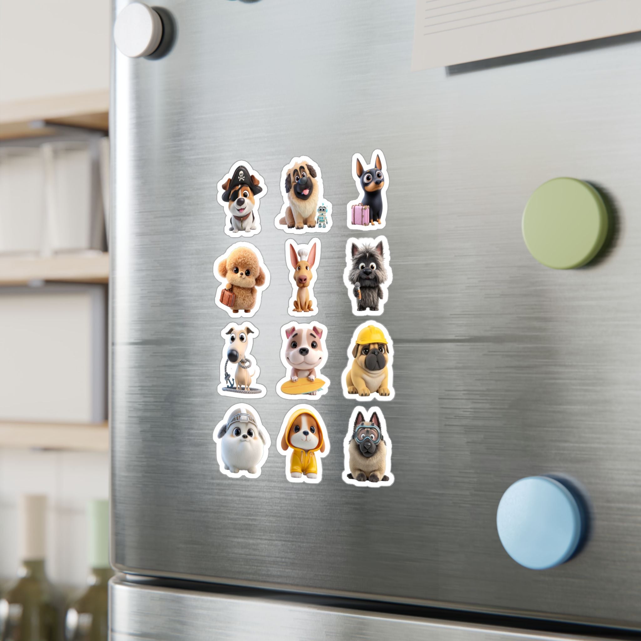 Kawaii Dogs Sheet 05 — 12 Kiss-Cut Vinyl Decals