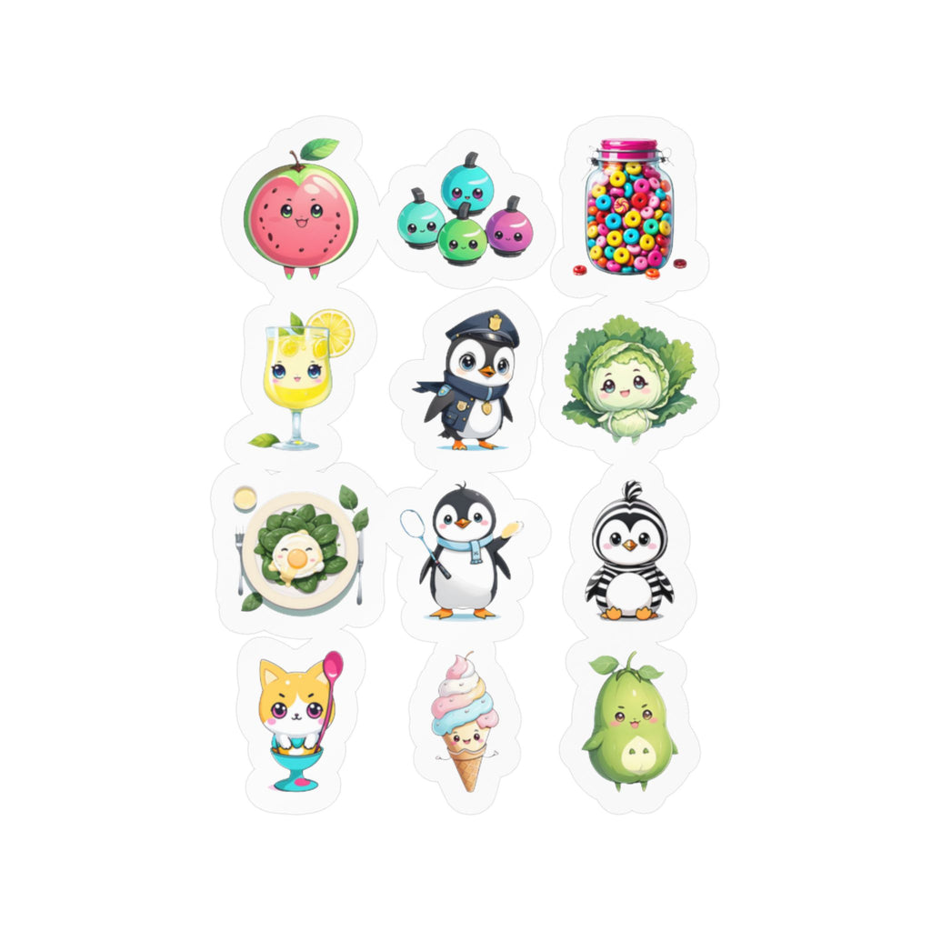 Kawaii Stickers Sheet 37 — 12 Kiss-Cut Vinyl Decals