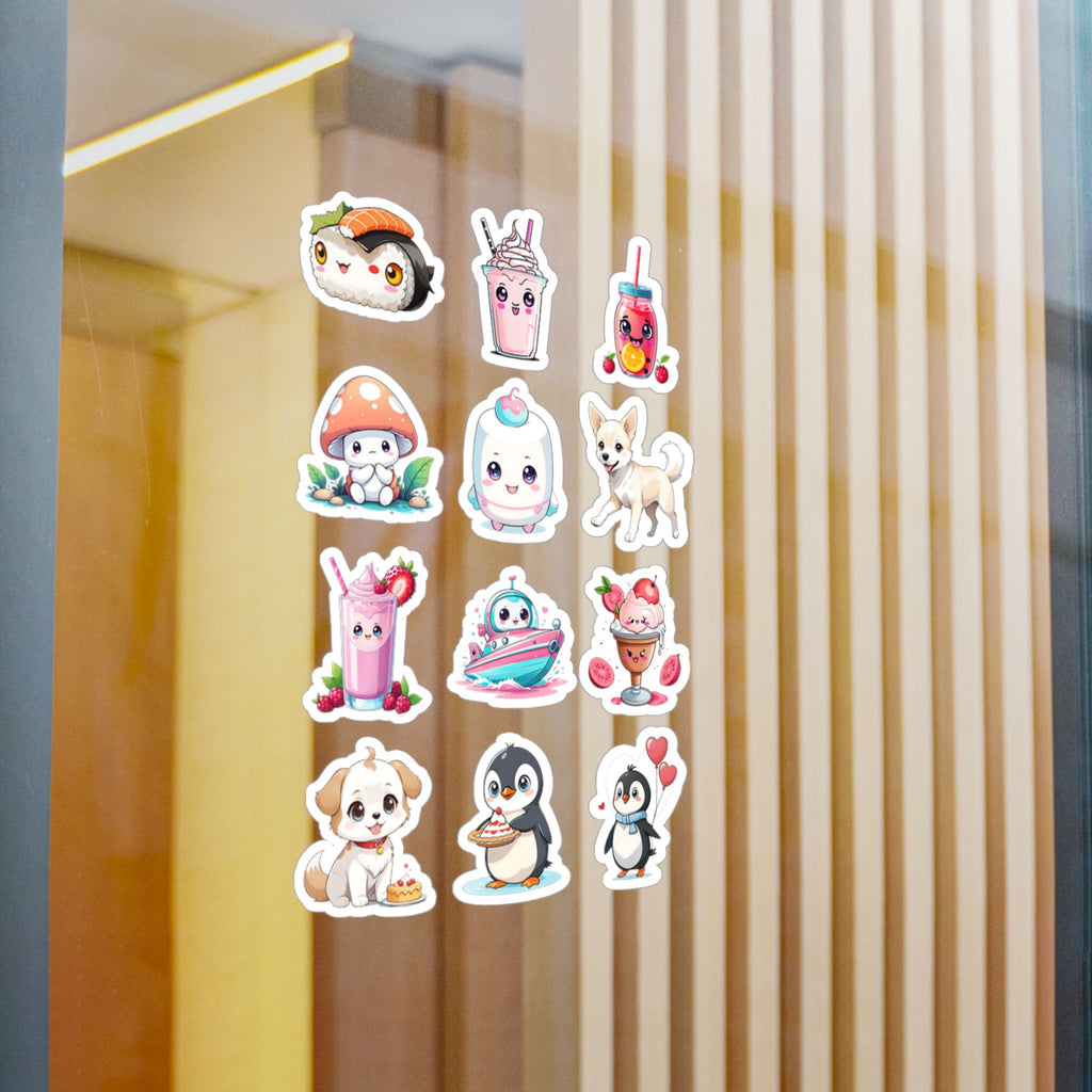 Kawaii Stickers Sheet 50 — 12 Kiss-Cut Vinyl Decals