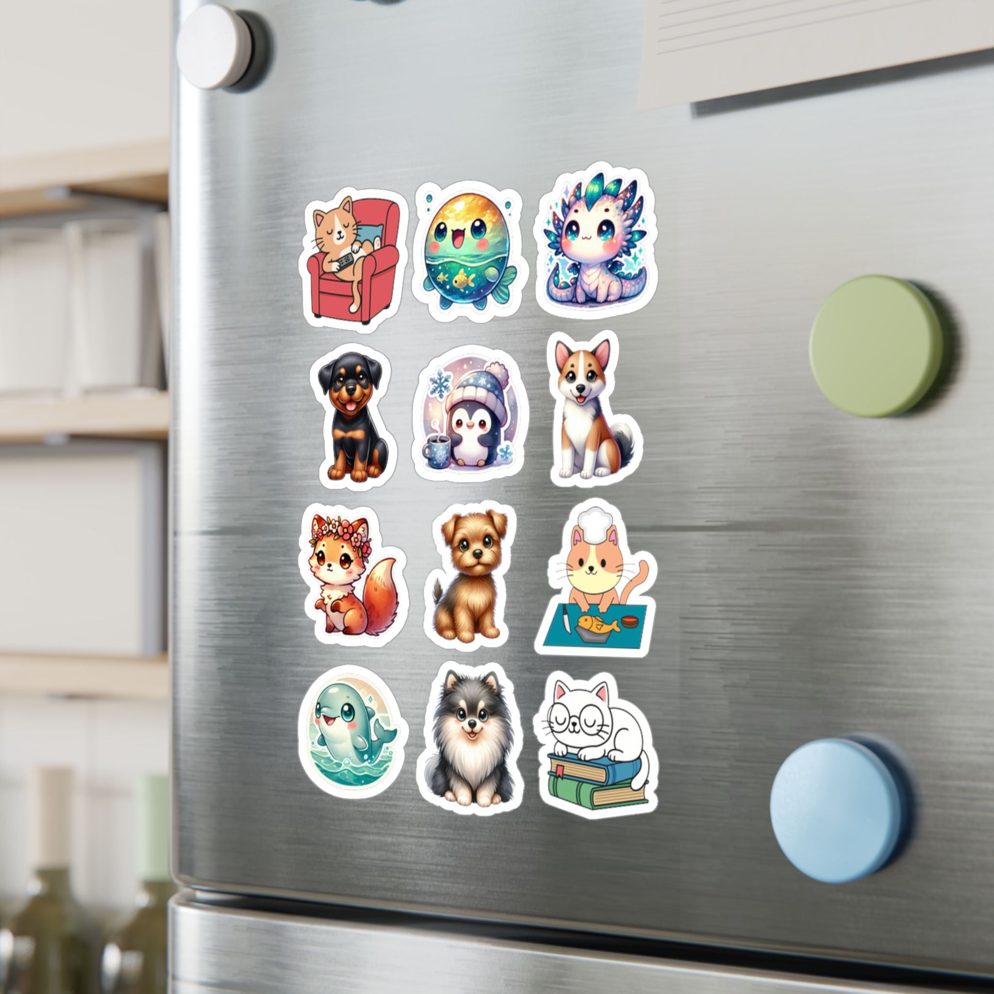 Cute Kawaii Sheet 24 — 12 Kiss-Cut Vinyl Decals