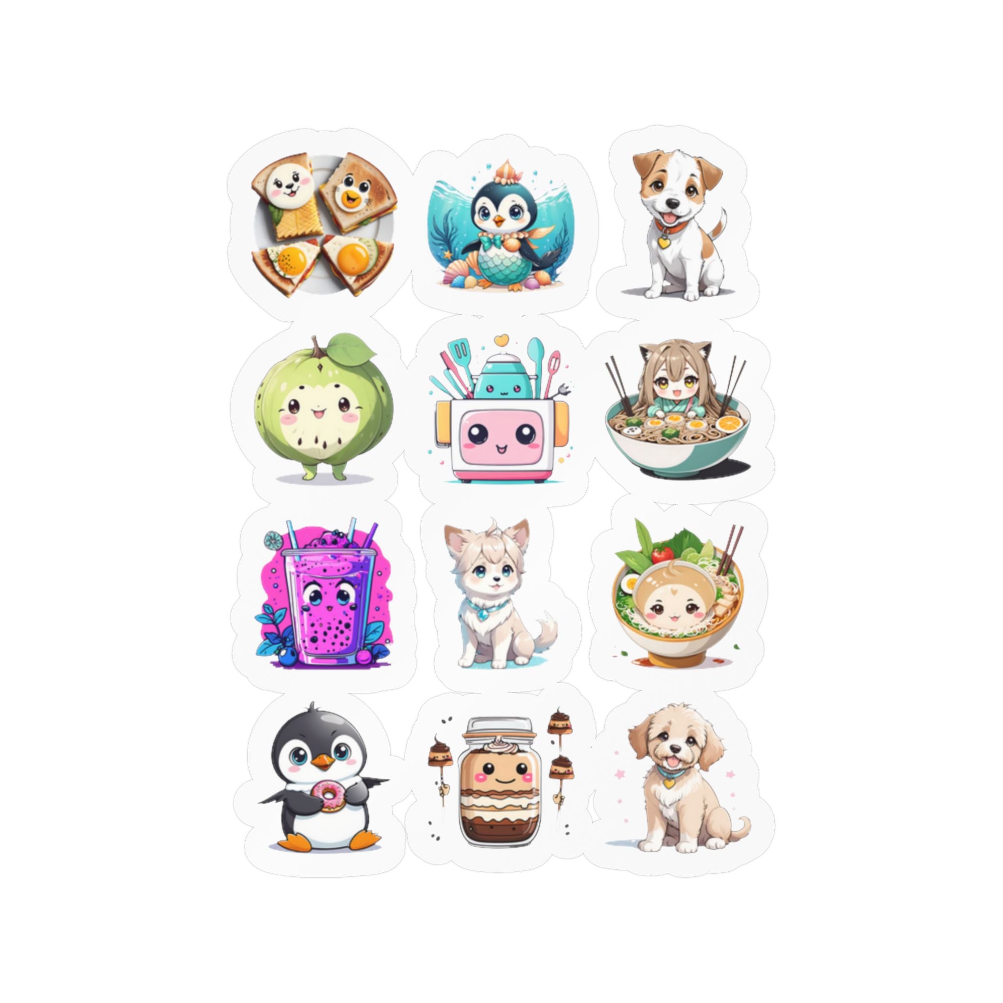 Kawaii Stickers Sheet 118 — 12 Kiss-Cut Vinyl Decals