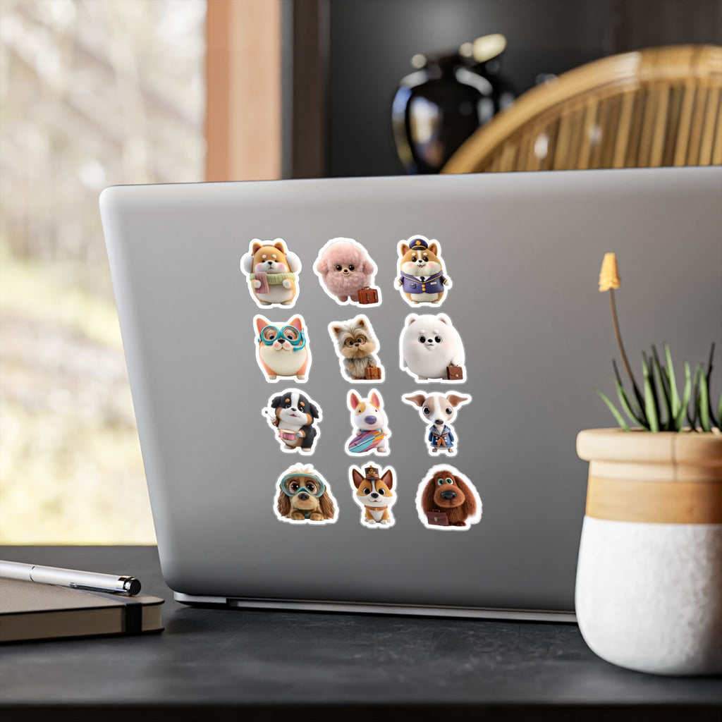 Kawaii Dogs Sheet 16 — 12 Kiss-Cut Vinyl Decals