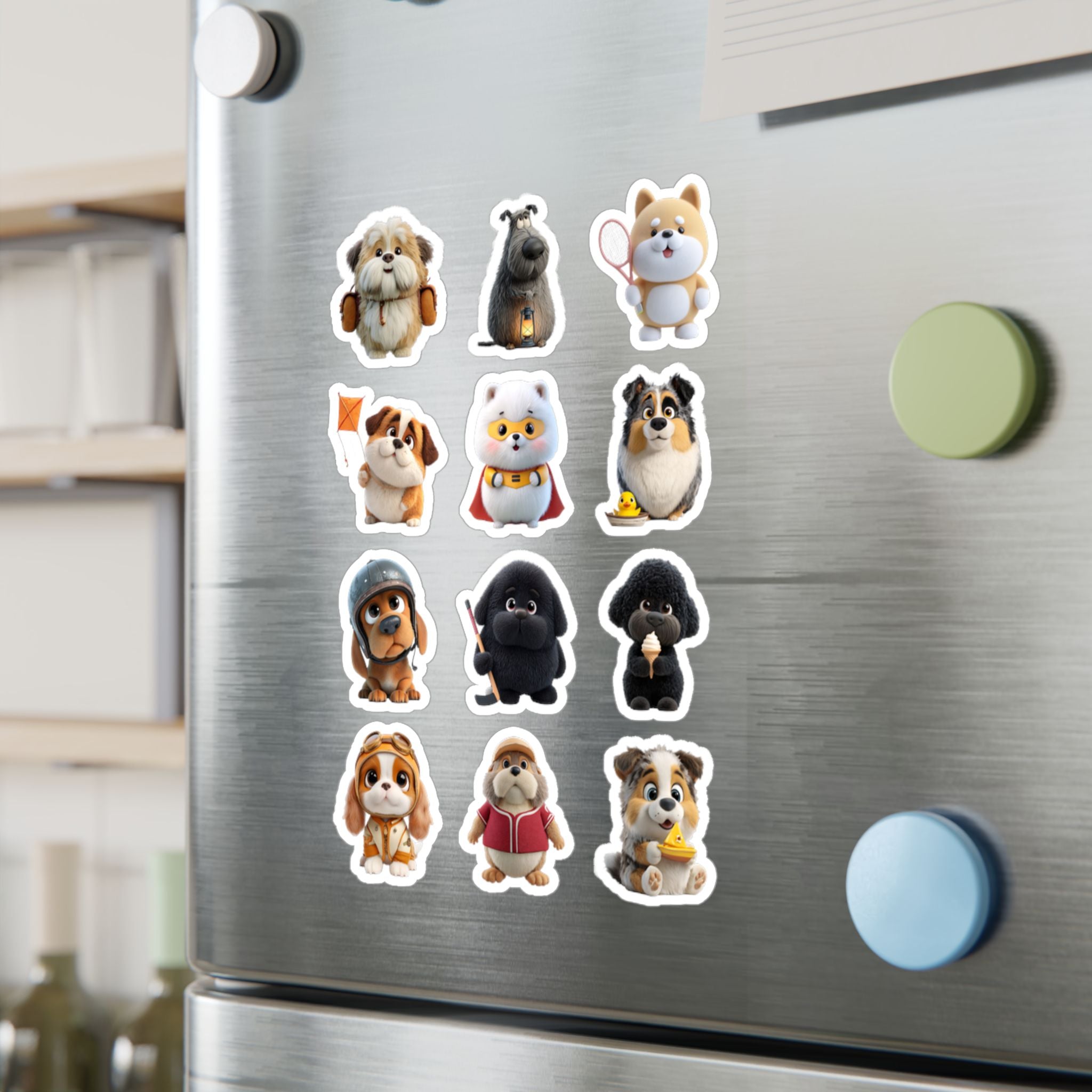 Kawaii Dogs Sheet 01 — 12 Kiss-Cut Vinyl Decals