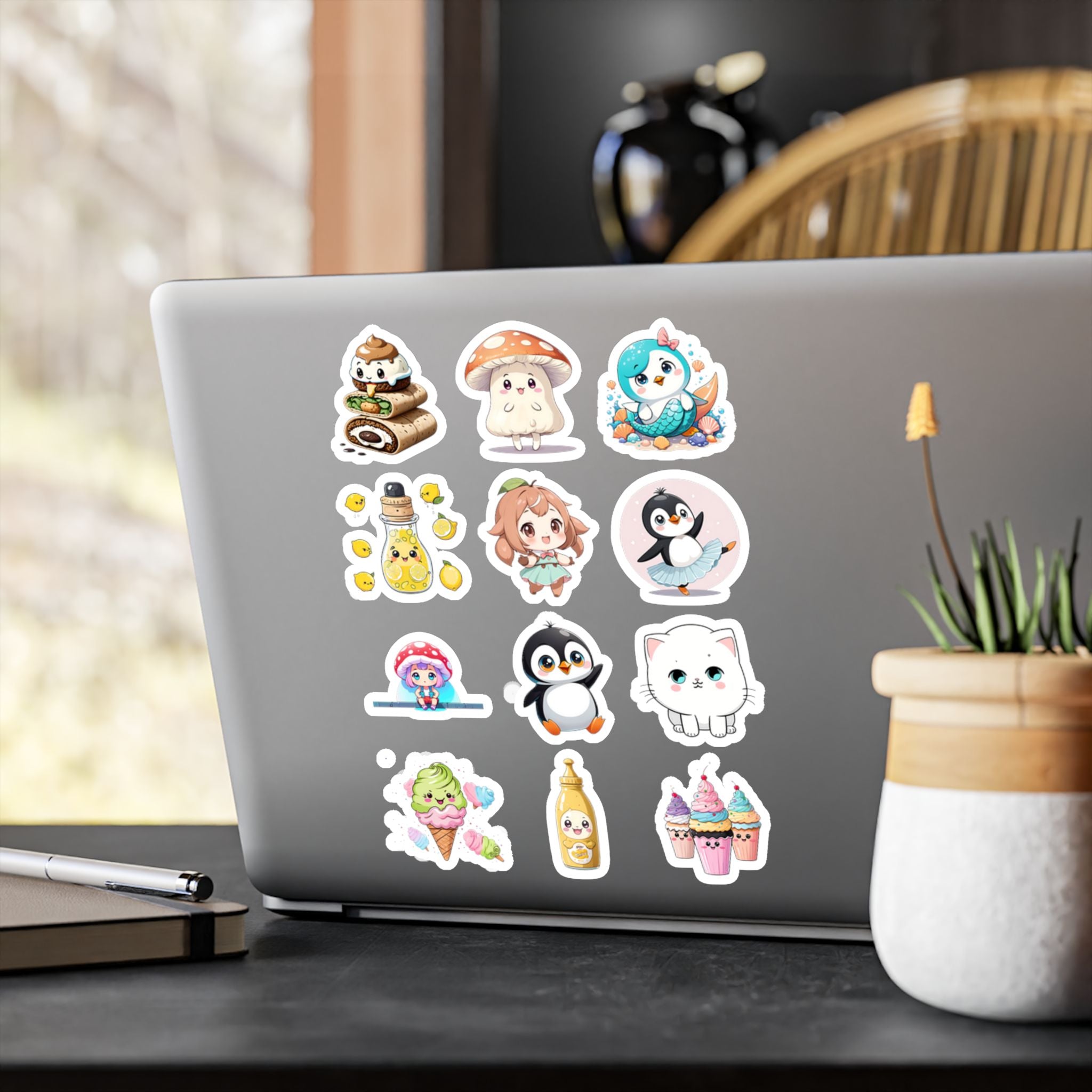 Kawaii Stickers Sheet 109 — 12 Kiss-Cut Vinyl Decals
