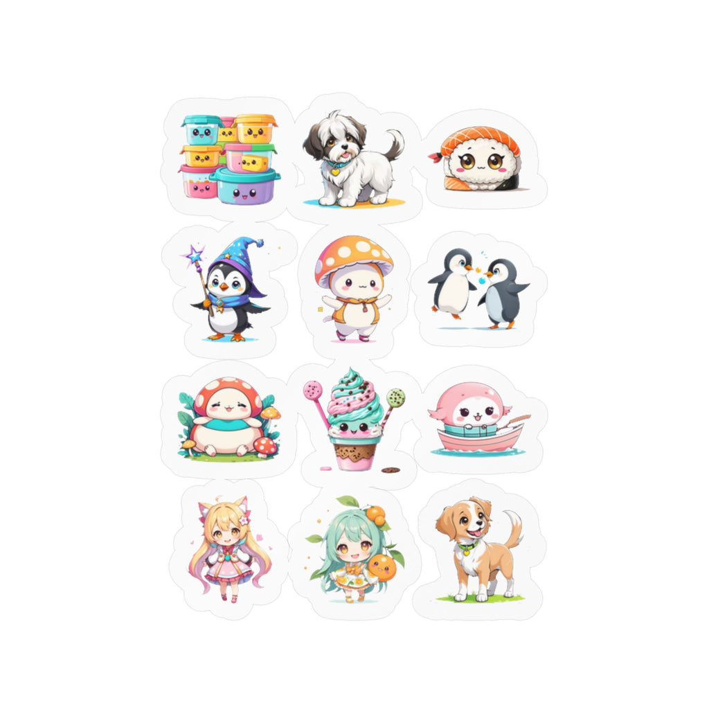 Kawaii Stickers Sheet 268 — 12 Kiss-Cut Vinyl Decals