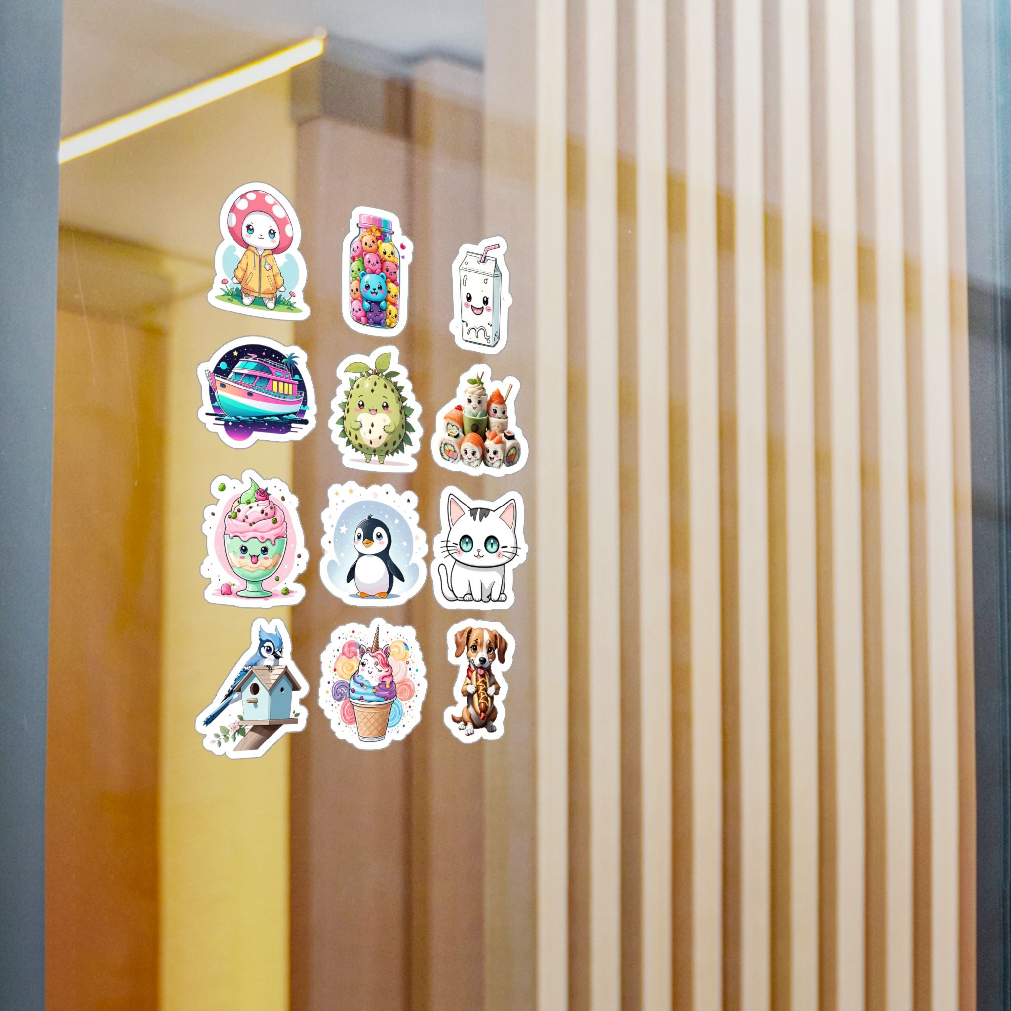 Kawaii Stickers Sheet 126 — 12 Kiss-Cut Vinyl Decals
