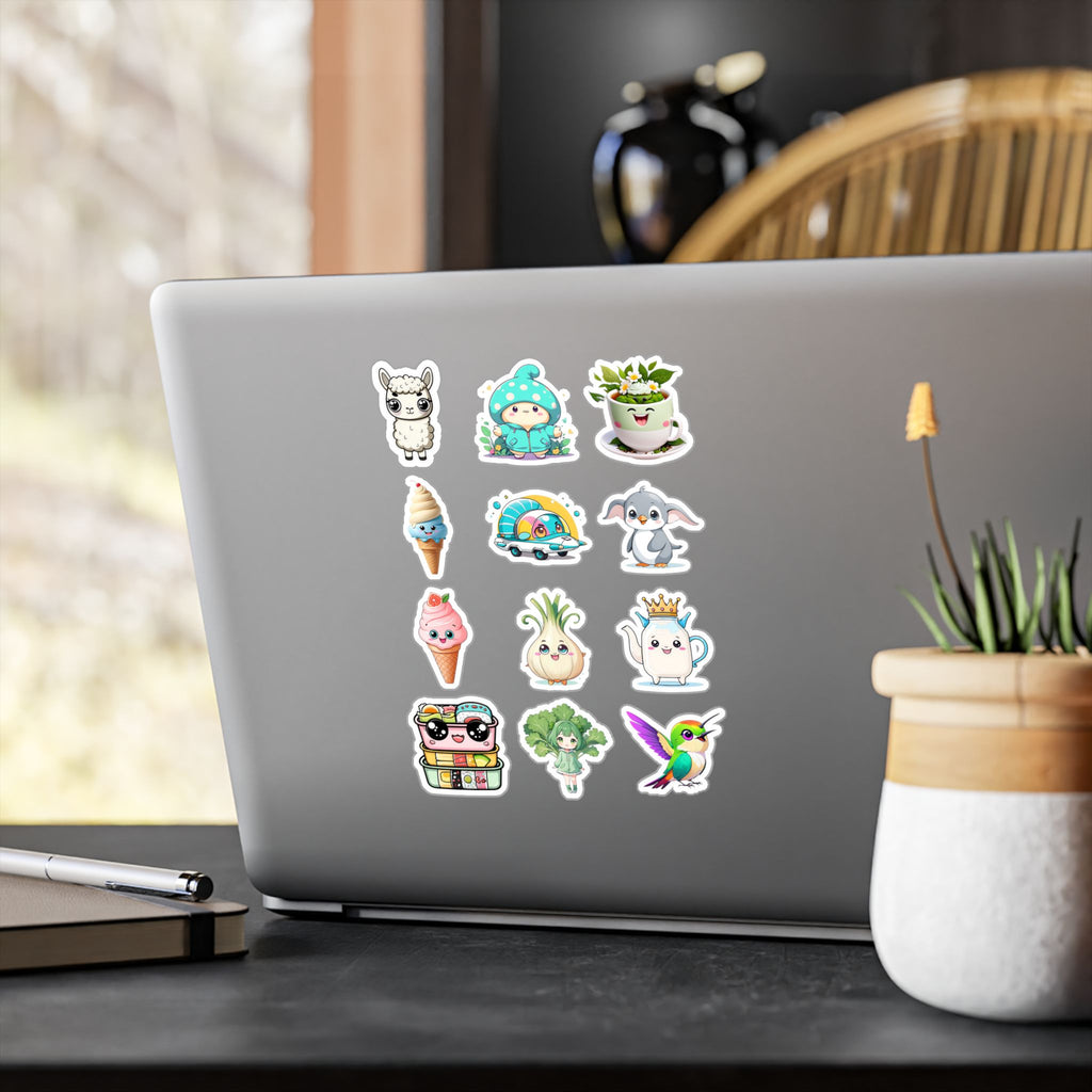 Kawaii Stickers Sheet 105 — 12 Kiss-Cut Vinyl Decals