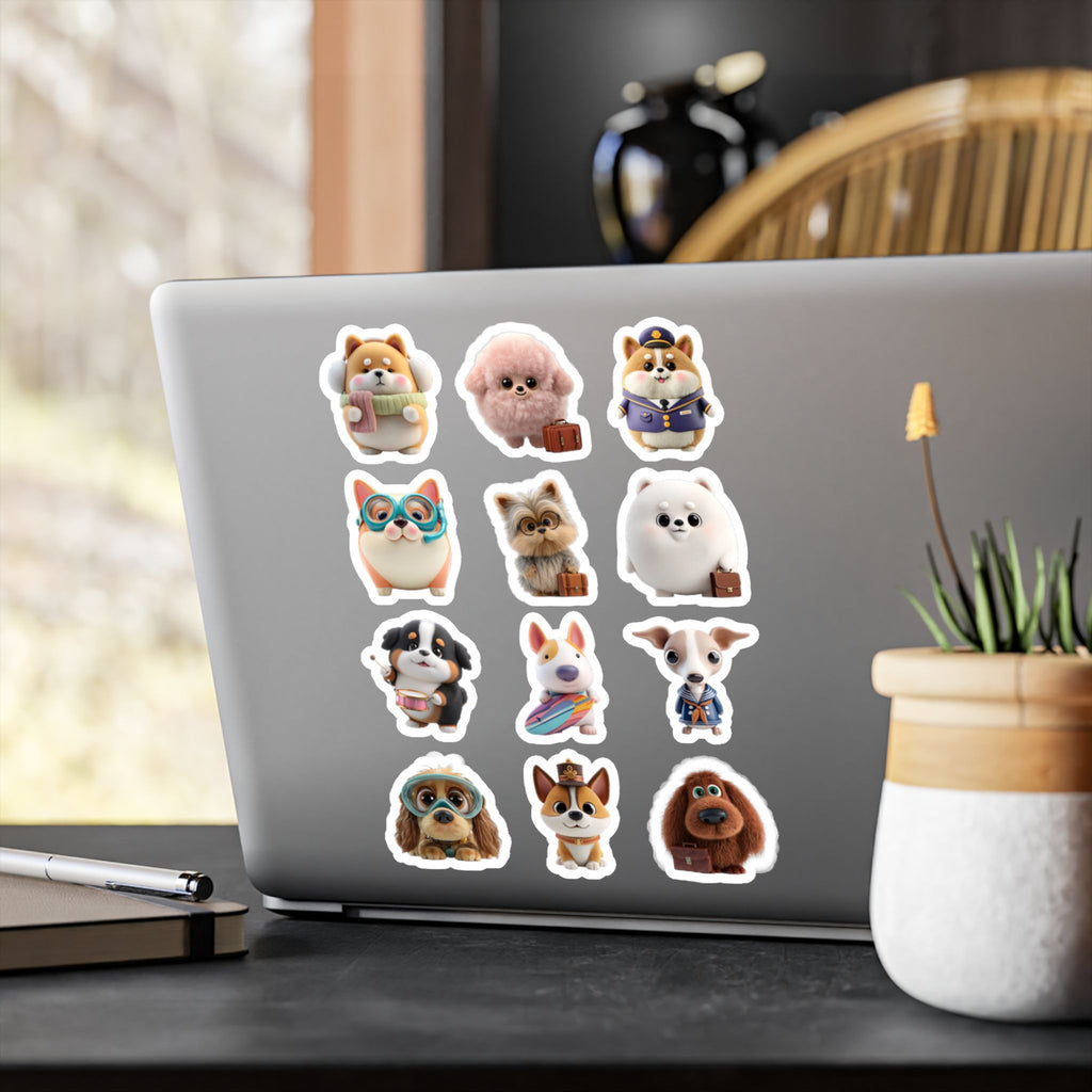Kawaii Dogs Sheet 16 — 12 Kiss-Cut Vinyl Decals