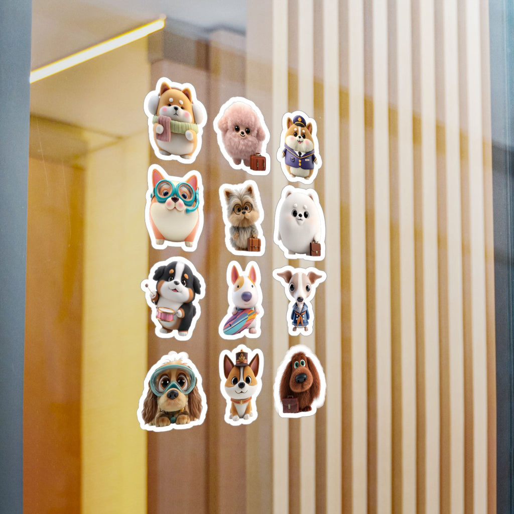 Kawaii Dogs Sheet 16 — 12 Kiss-Cut Vinyl Decals