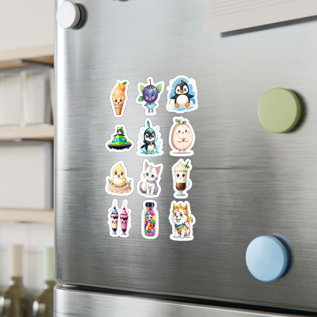 Kawaii Stickers Sheet 240 — 12 Kiss-Cut Vinyl Decals