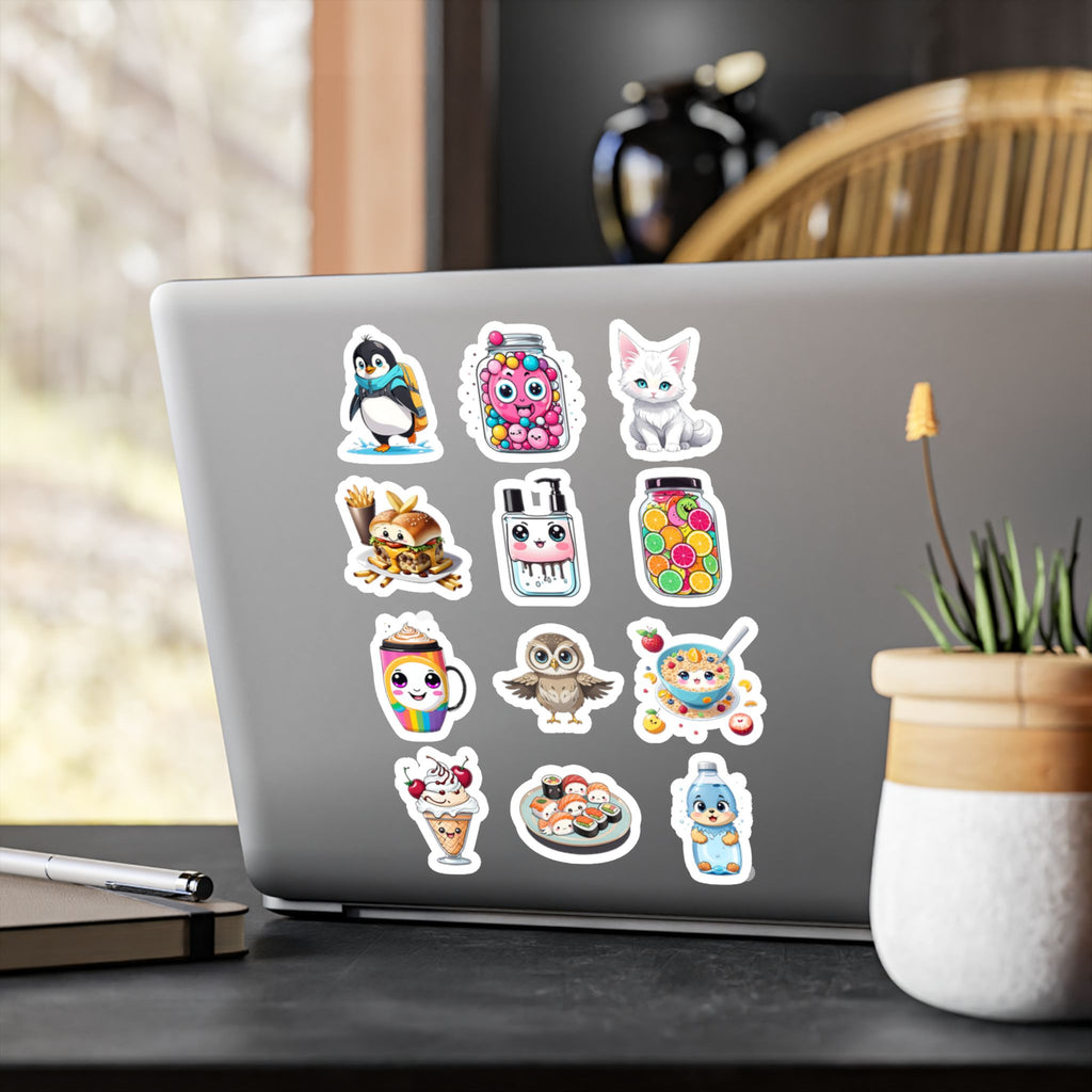 Kawaii Stickers Sheet 35 — 12 Kiss-Cut Vinyl Decals