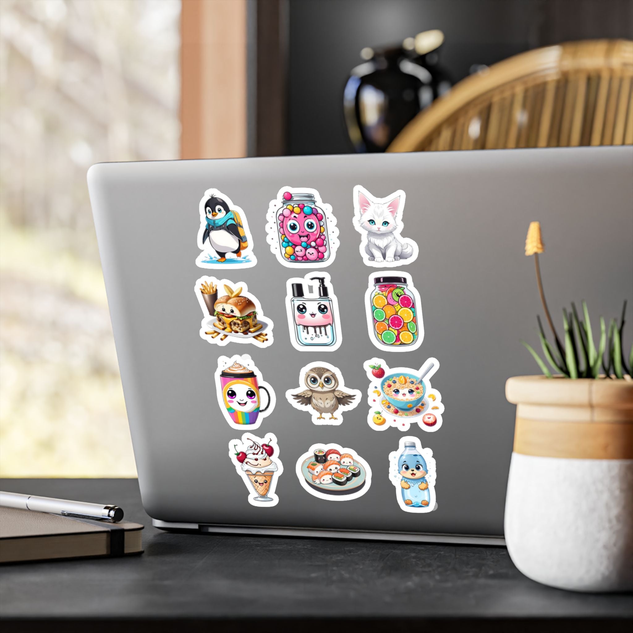 Kawaii Stickers Sheet 35 — 12 Kiss-Cut Vinyl Decals