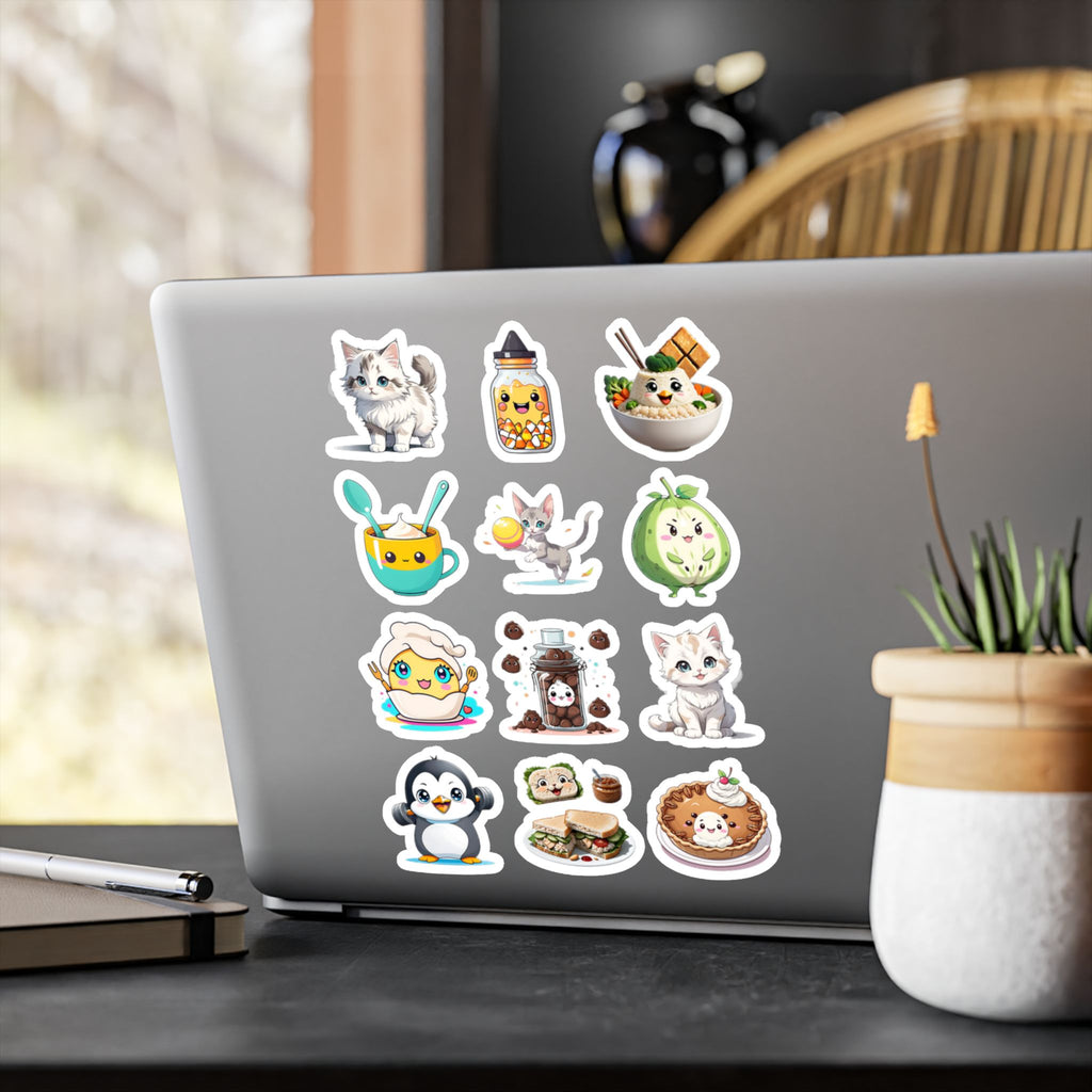 Kawaii Stickers Sheet 136 — 12 Kiss-Cut Vinyl Decals