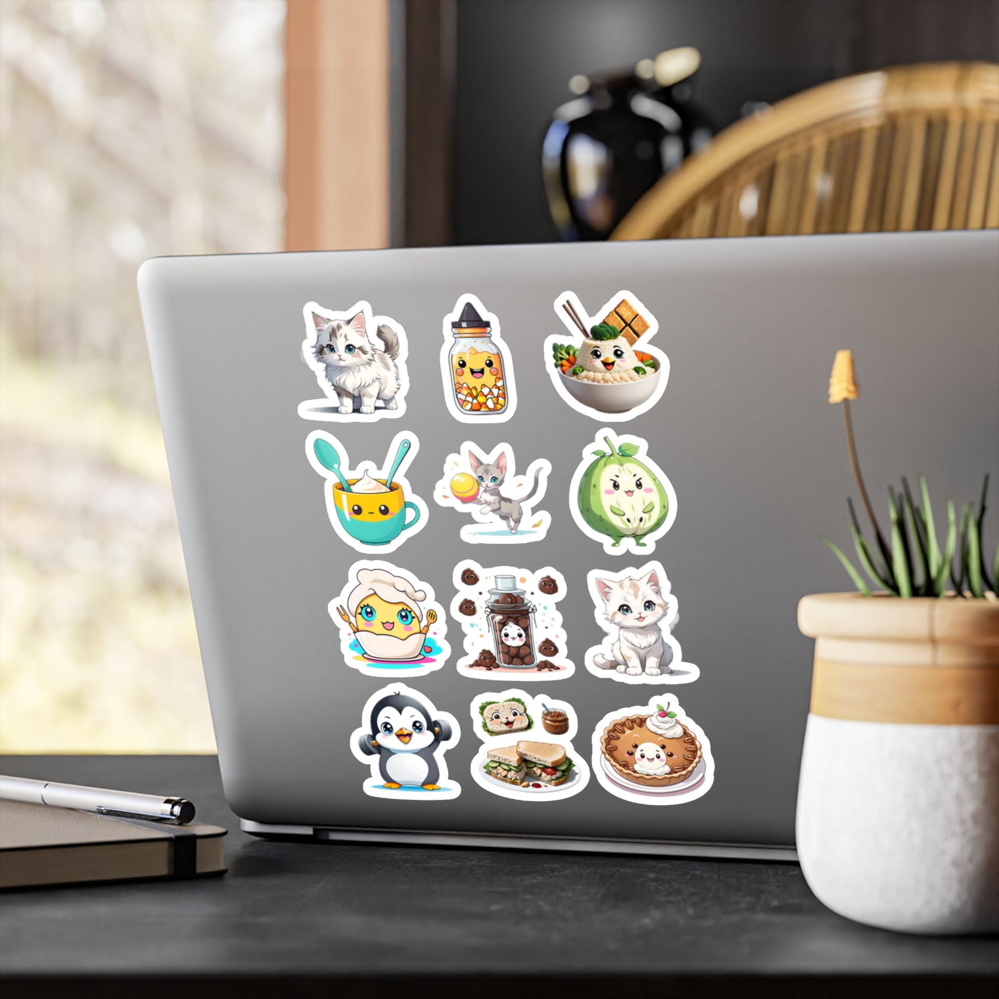 Kawaii Stickers Sheet 136 — 12 Kiss-Cut Vinyl Decals