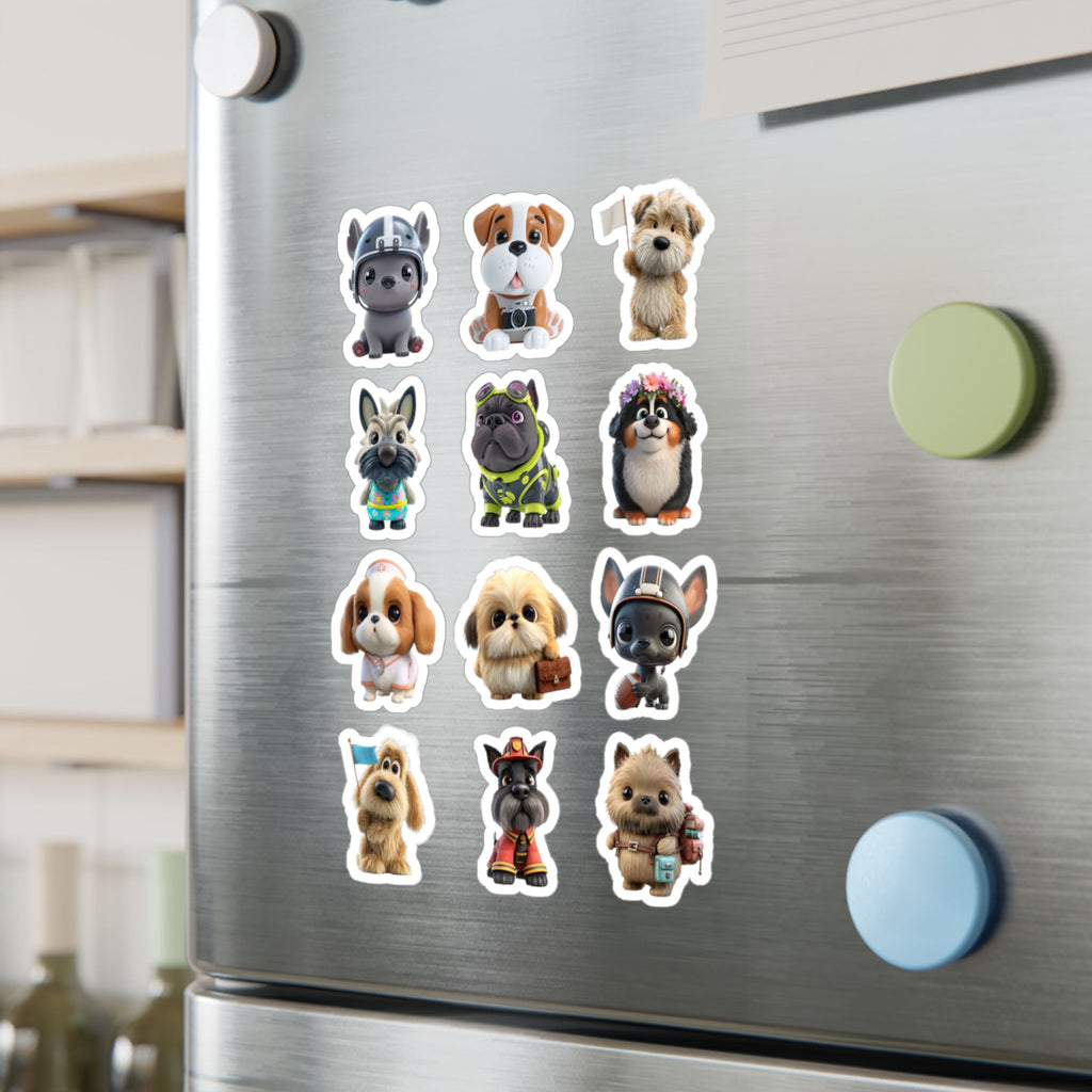 Kawaii Dogs Sheet 15 — 12 Kiss-Cut Vinyl Decals