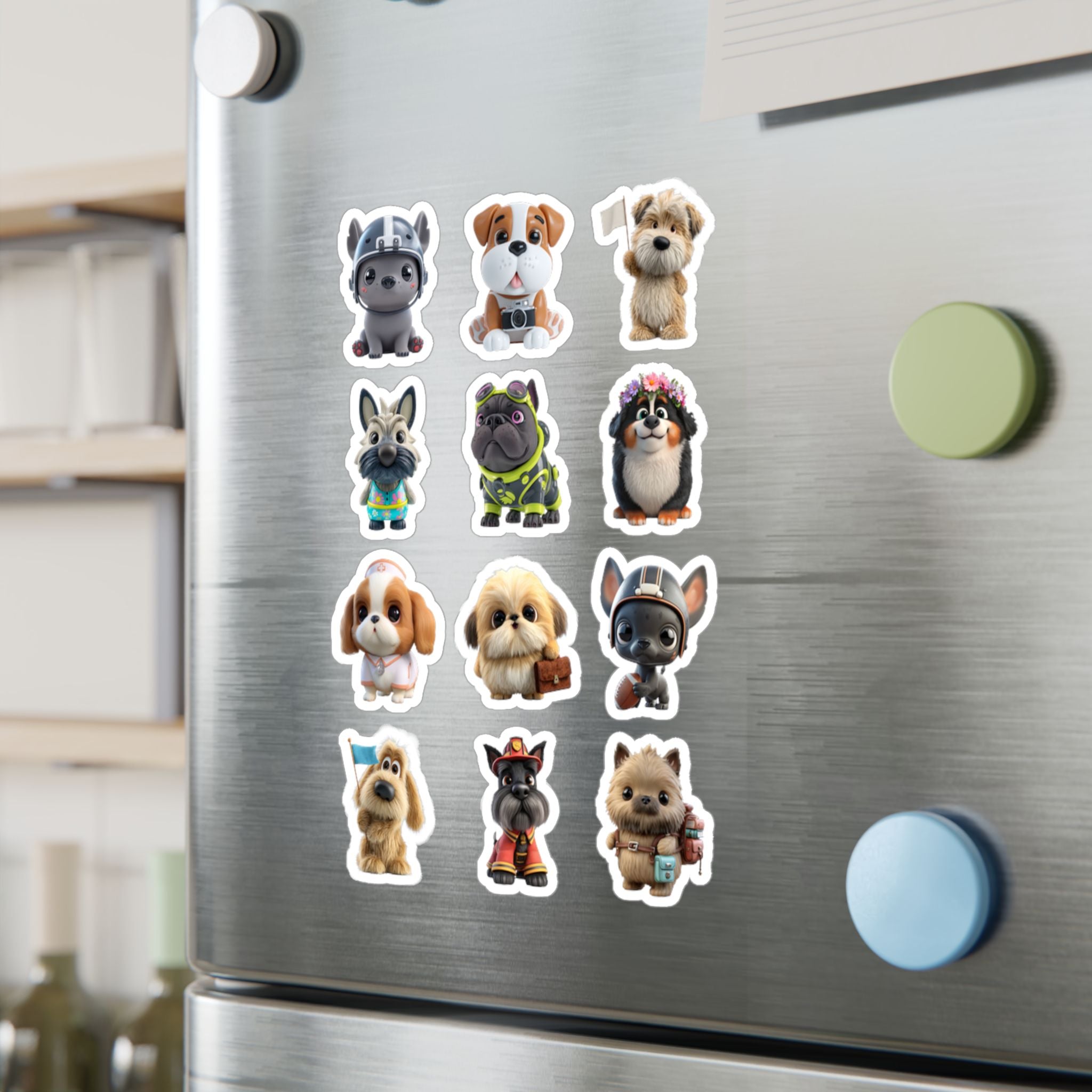 Kawaii Dogs Sheet 15 — 12 Kiss-Cut Vinyl Decals
