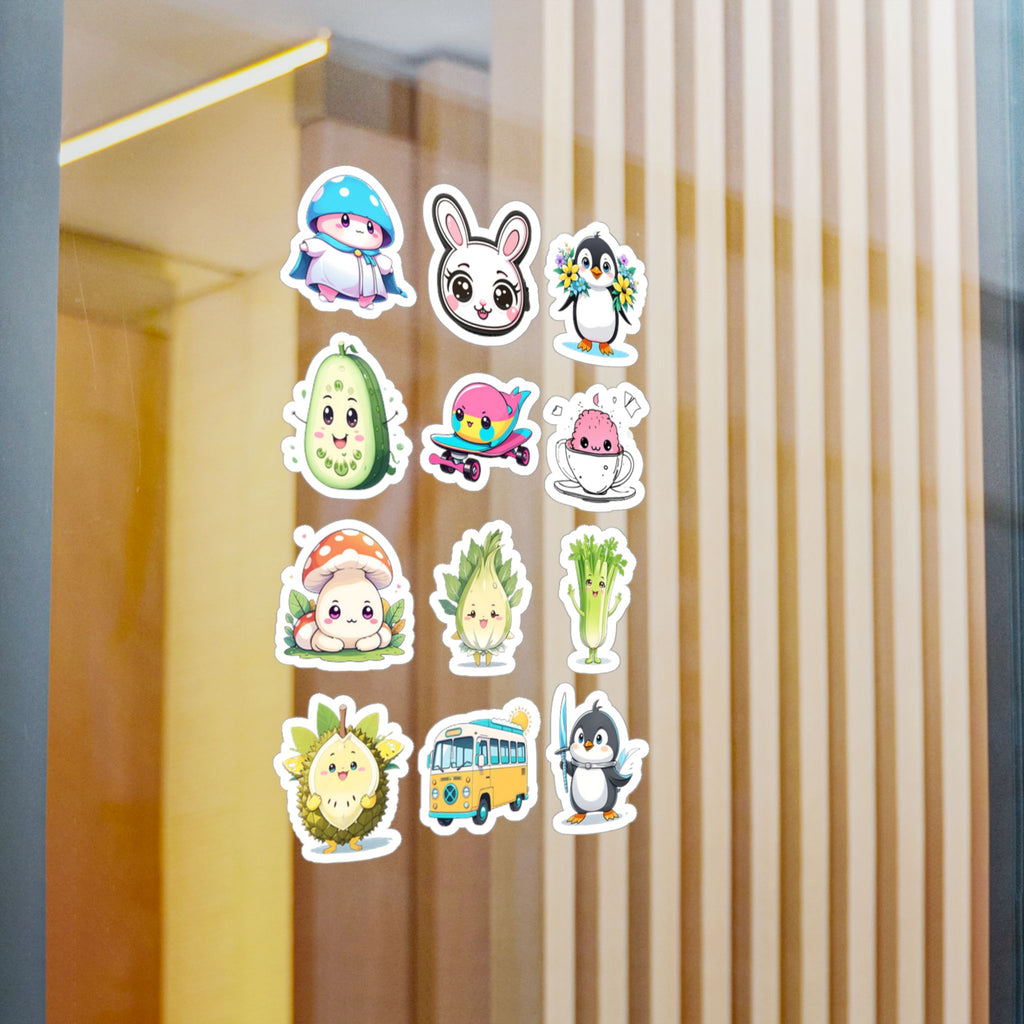 Kawaii Stickers Sheet 47 — 12 Kiss-Cut Vinyl Decals