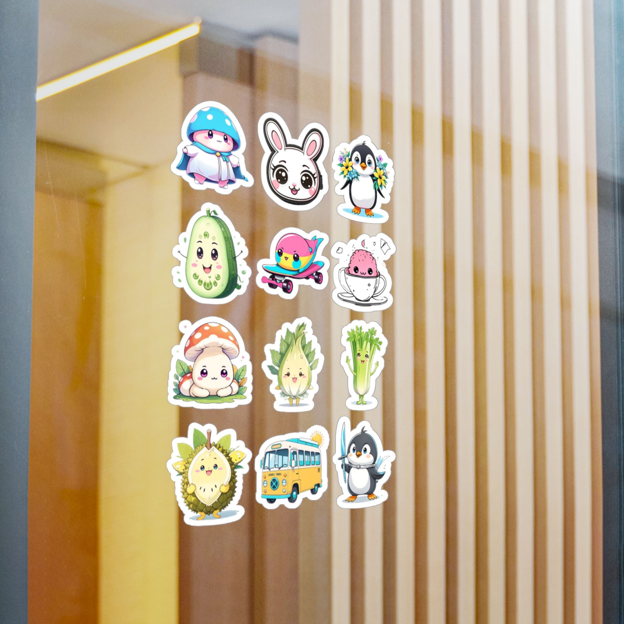 Kawaii Stickers Sheet 47 — 12 Kiss-Cut Vinyl Decals