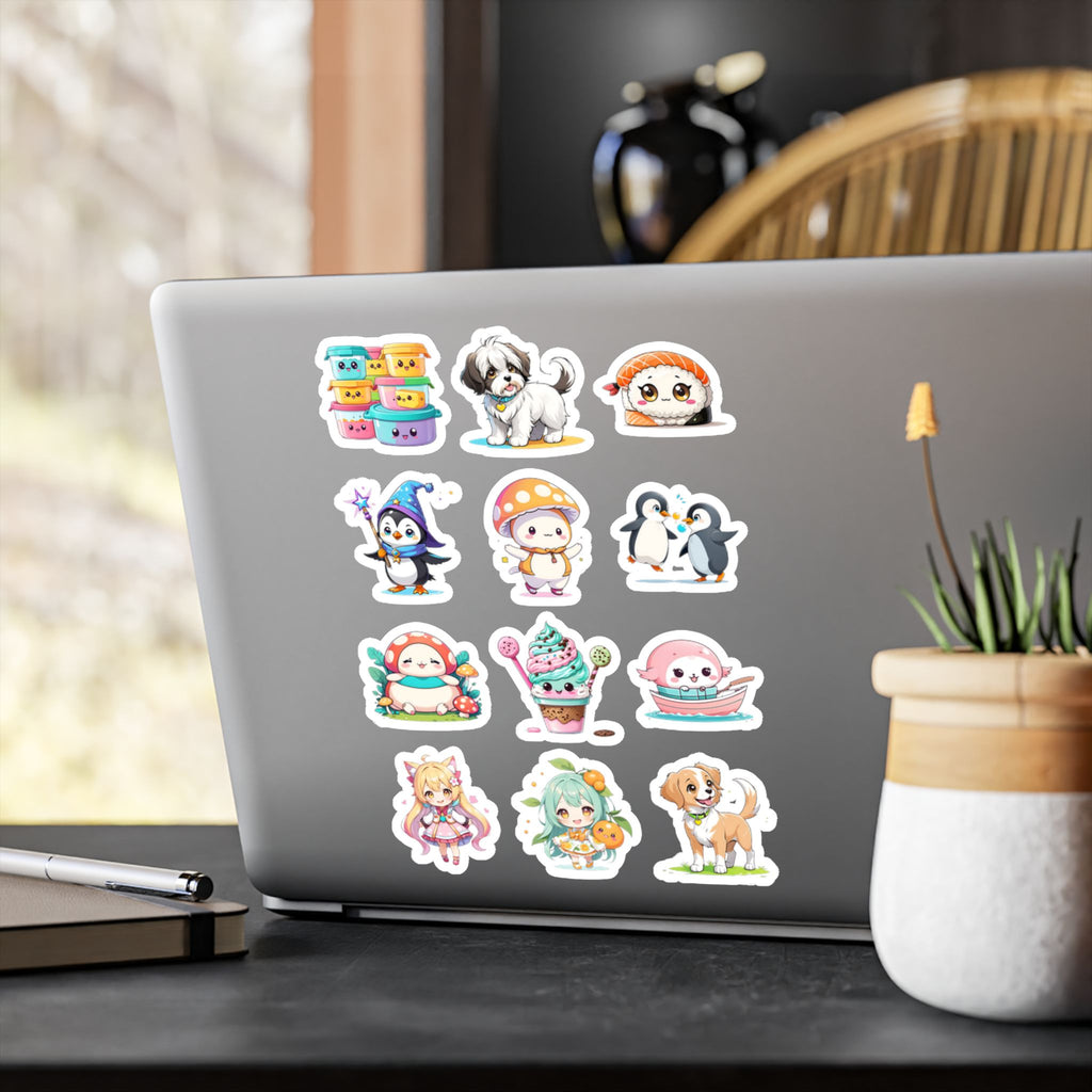 Kawaii Stickers Sheet 268 — 12 Kiss-Cut Vinyl Decals