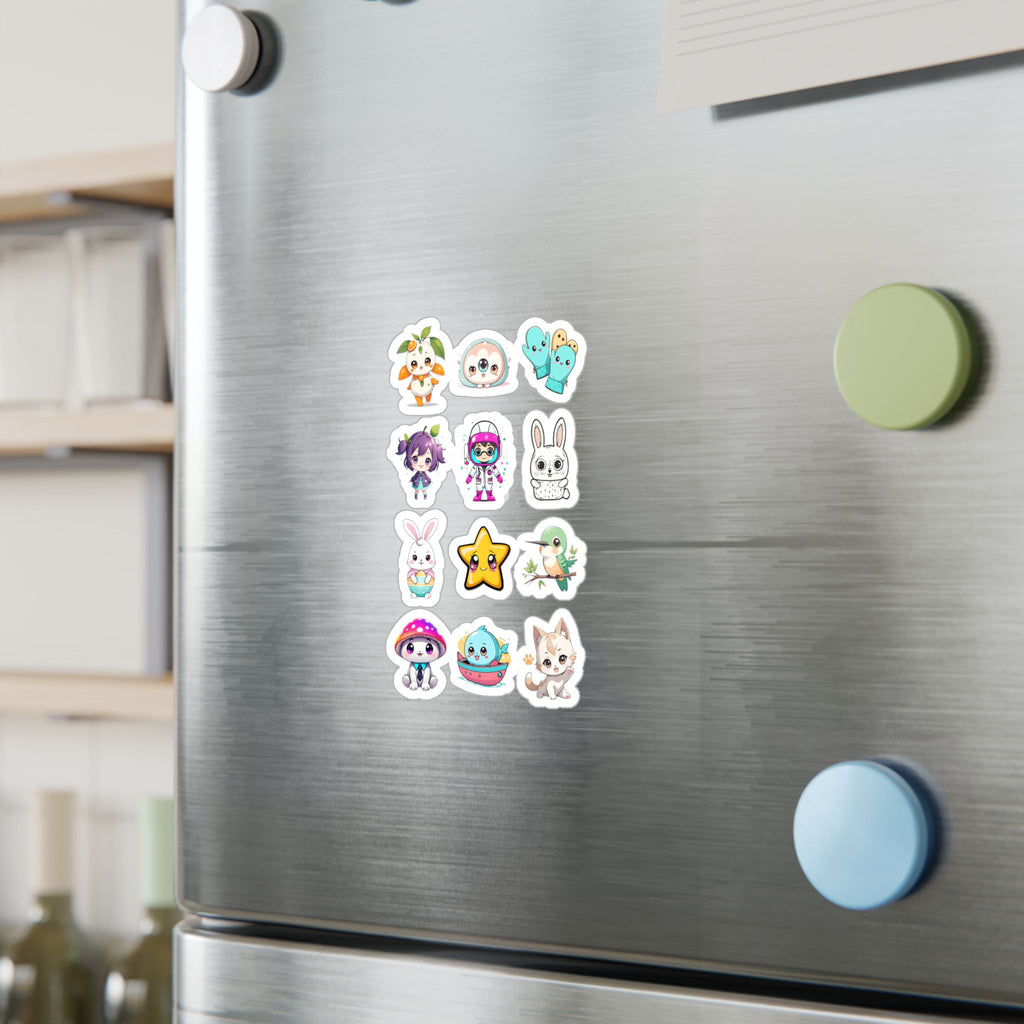 Kawaii Stickers Sheet 263 — 12 Kiss-Cut Vinyl Decals