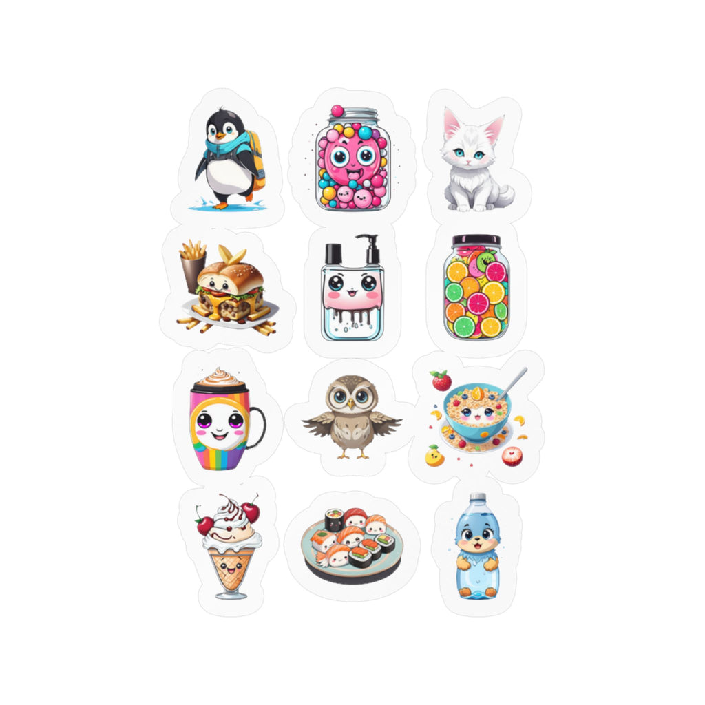 Kawaii Stickers Sheet 35 — 12 Kiss-Cut Vinyl Decals