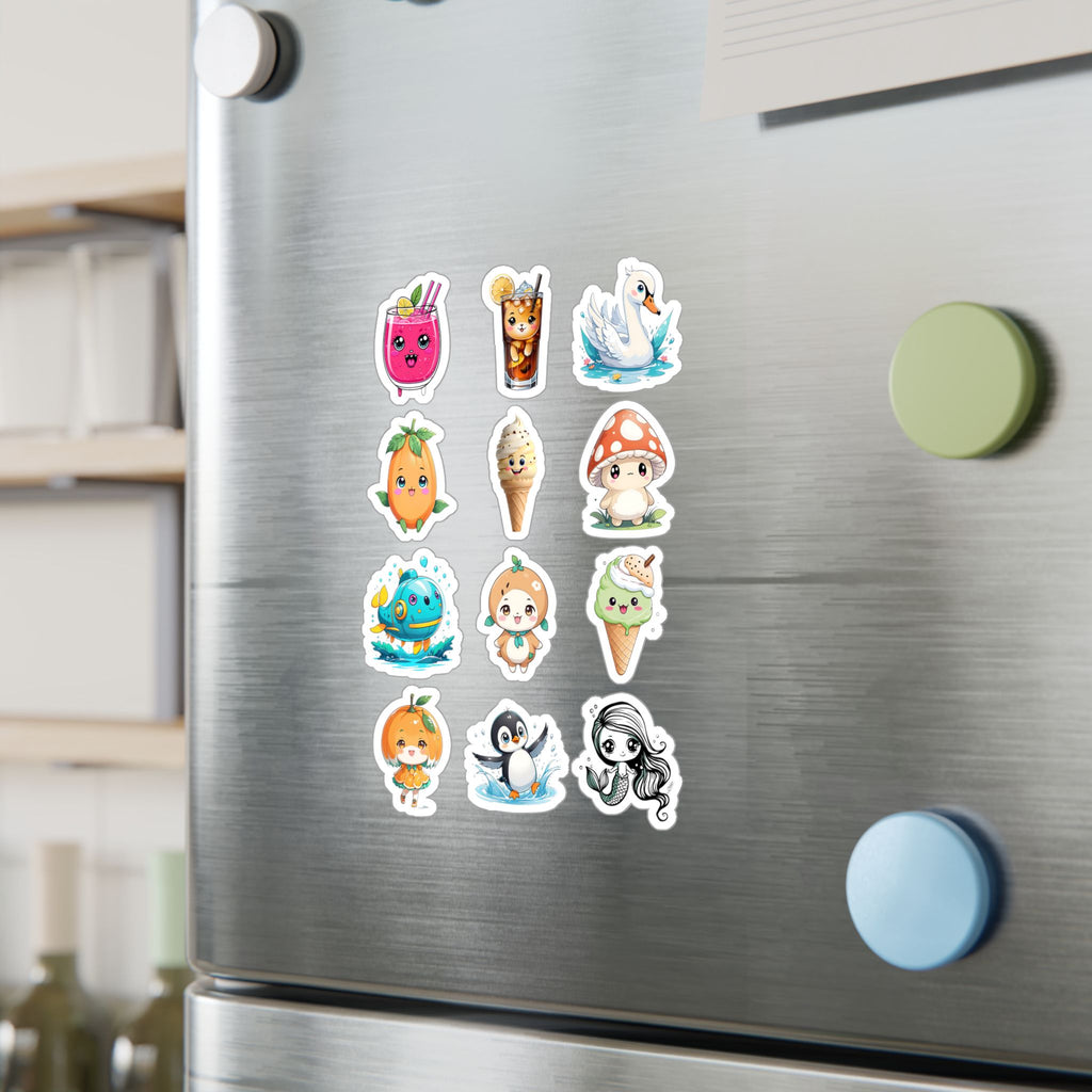 Kawaii Stickers Sheet 12 — 12 Kiss-Cut Vinyl Decals
