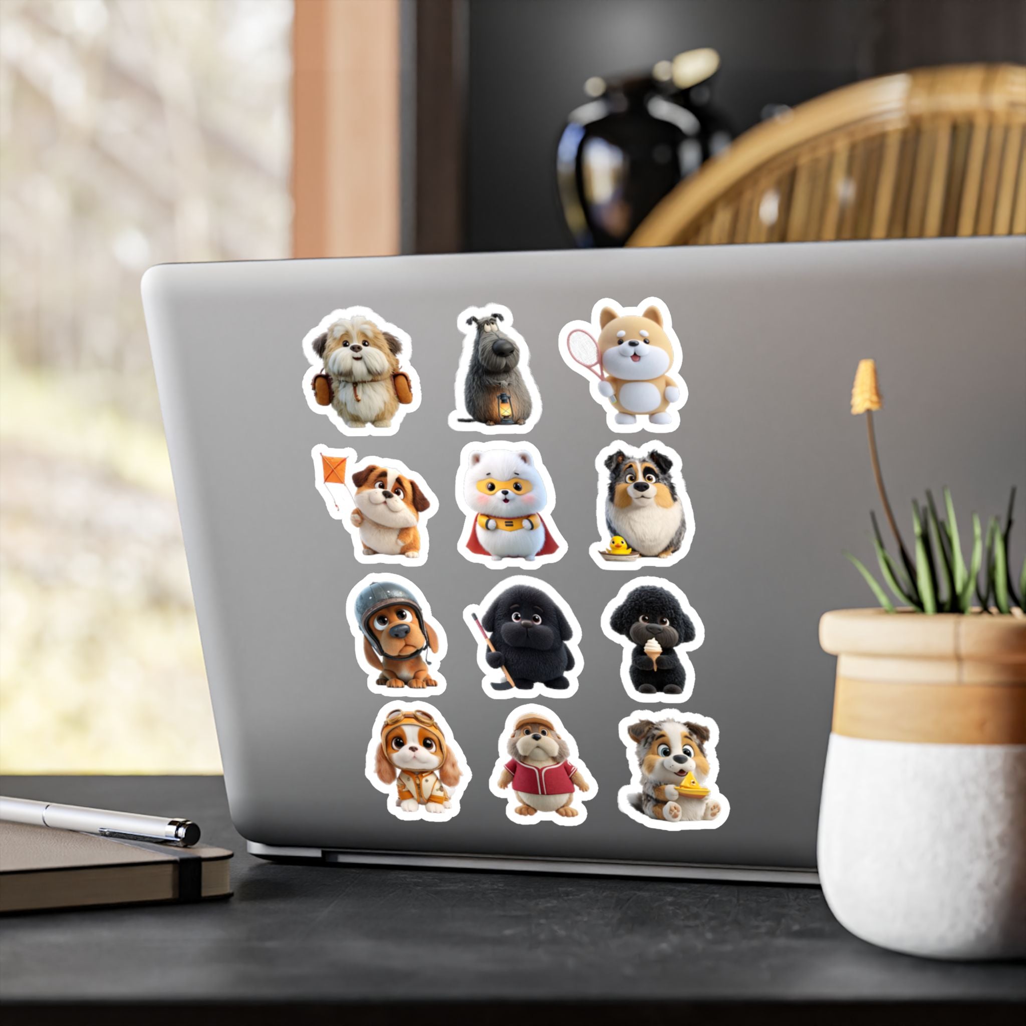 Kawaii Dogs Sheet 01 — 12 Kiss-Cut Vinyl Decals