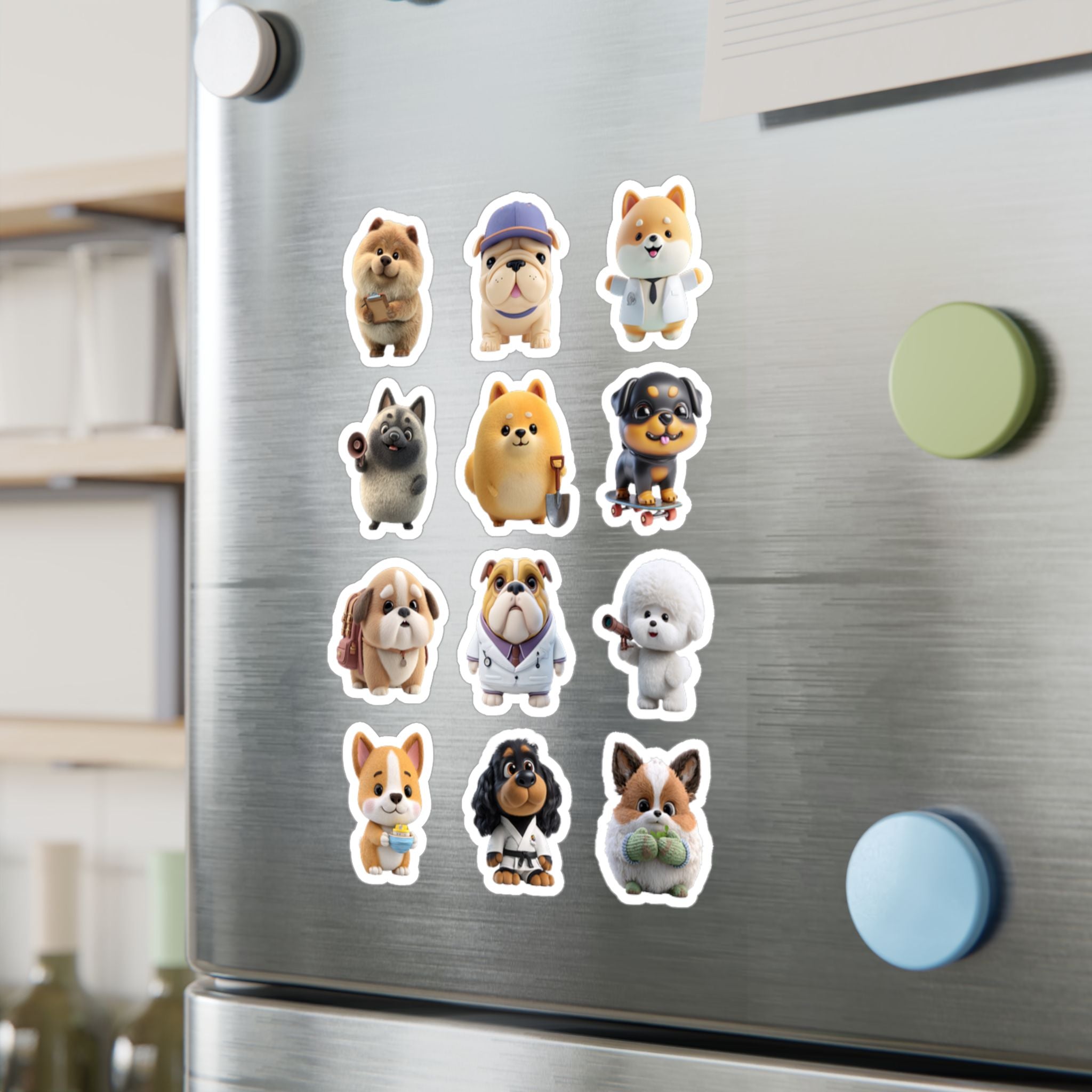 Kawaii Dogs Sheet 04 — 12 Kiss-Cut Vinyl Decals