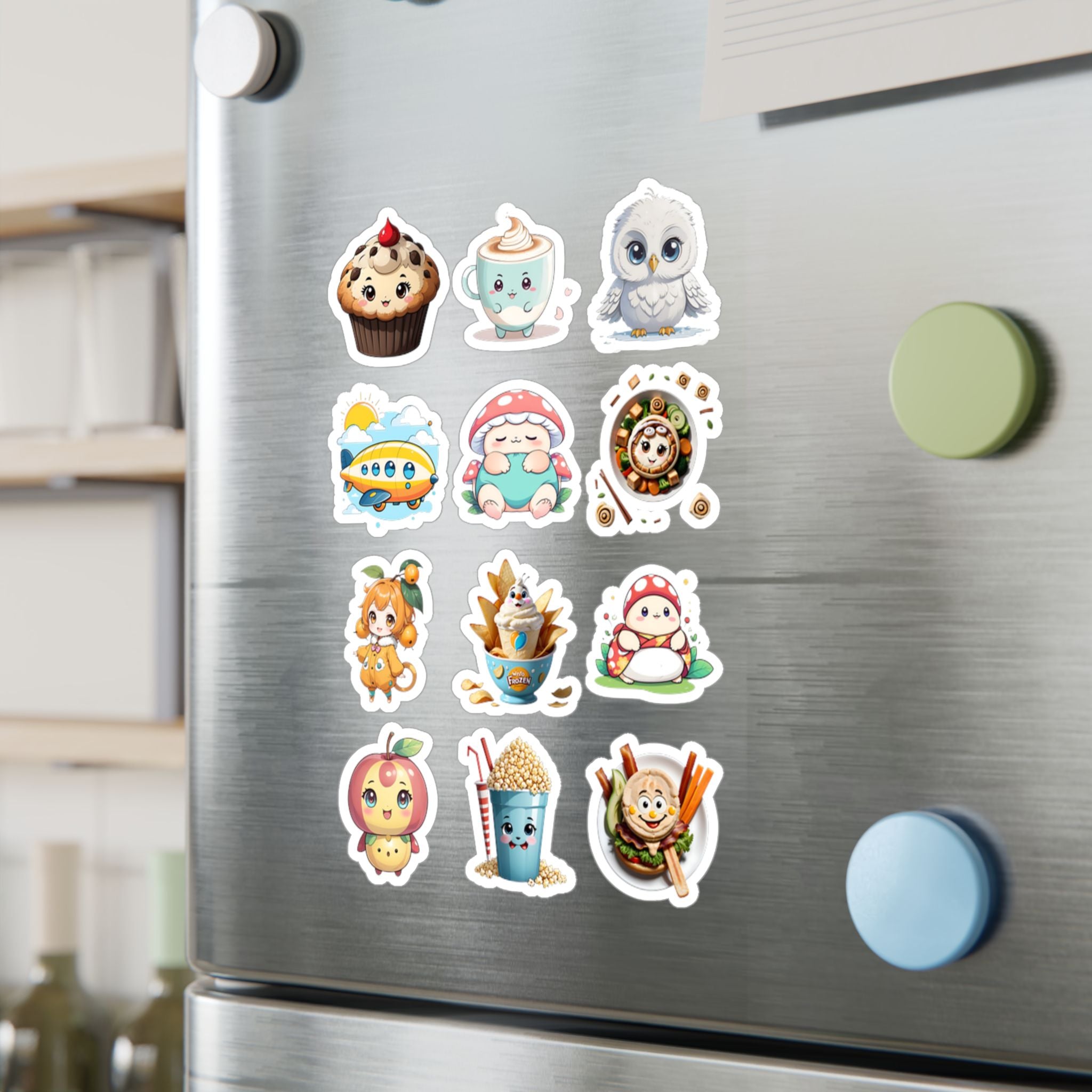 Kawaii Stickers Sheet 11 — 12 Kiss-Cut Vinyl Decals