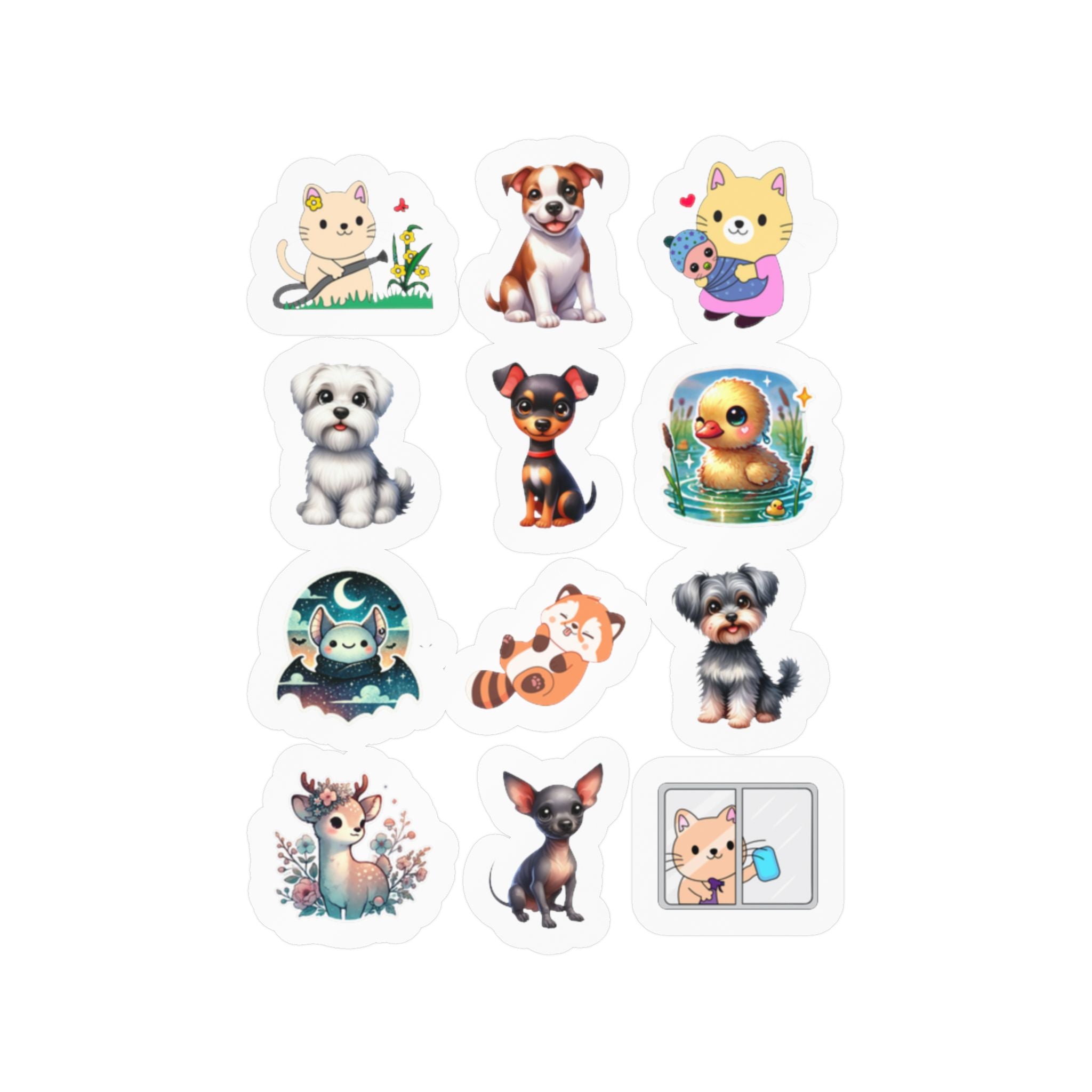 Cute Kawaii Sheet 05 — 12 Kiss-Cut Vinyl Decals