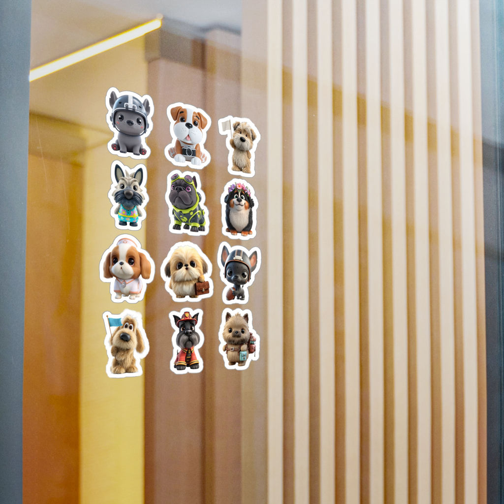 Kawaii Dogs Sheet 15 — 12 Kiss-Cut Vinyl Decals