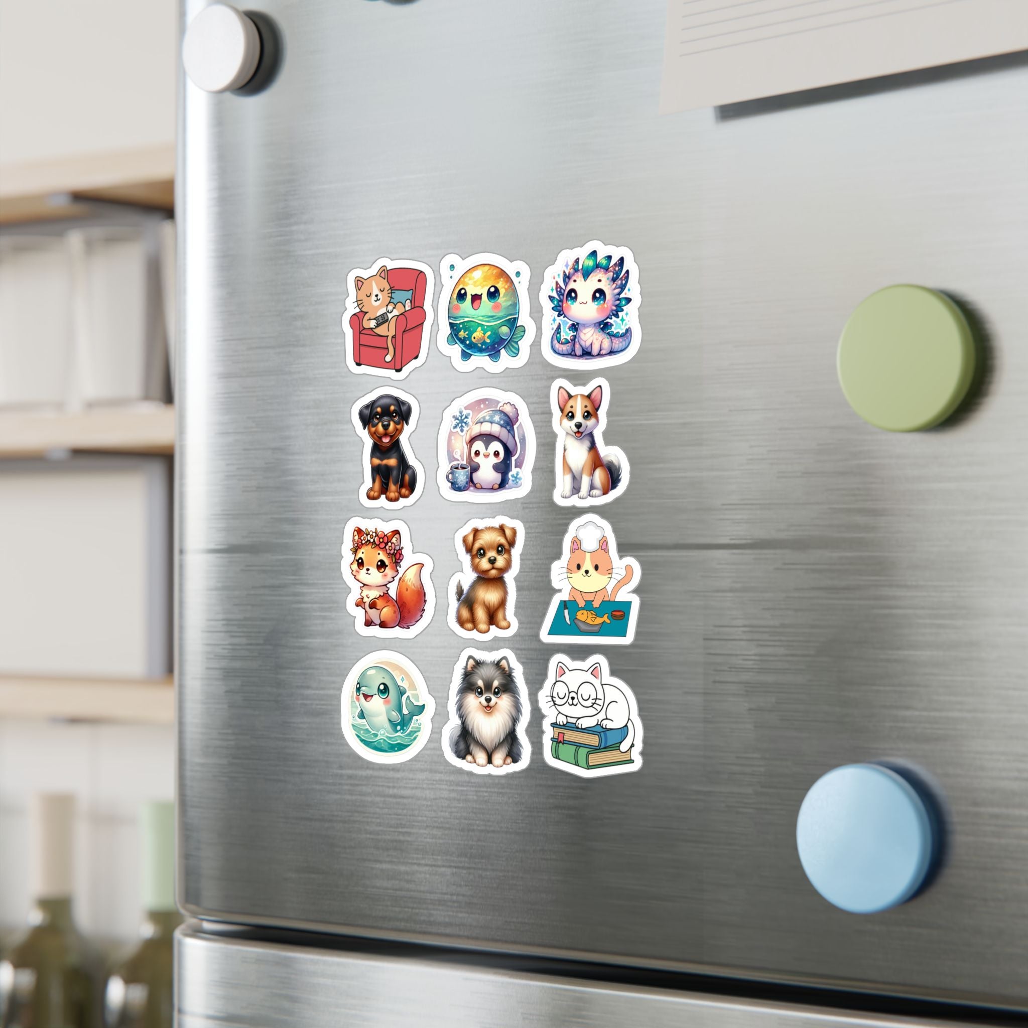 Cute Kawaii Sheet 24 — 12 Kiss-Cut Vinyl Decals