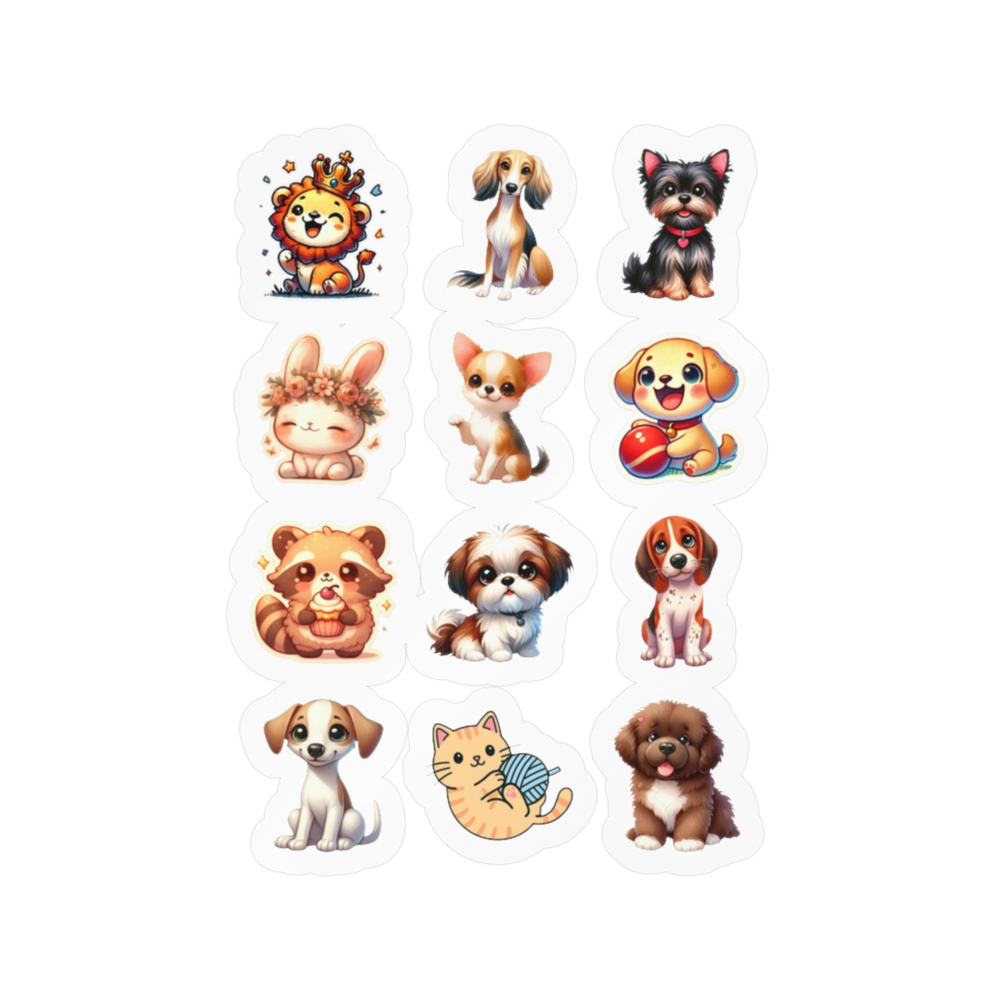 Cute Kawaii Sheet 15 — 12 Kiss-Cut Vinyl Decals